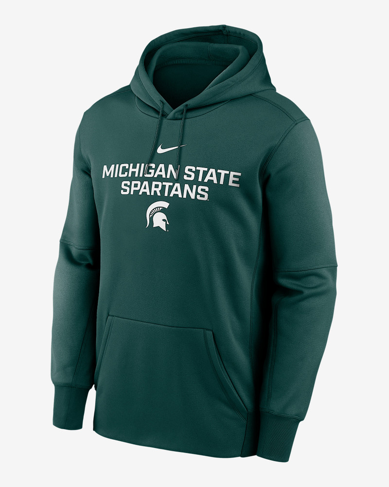Michigan State Team Stacked Men’s Nike Therma College Pullover Hoodie 1