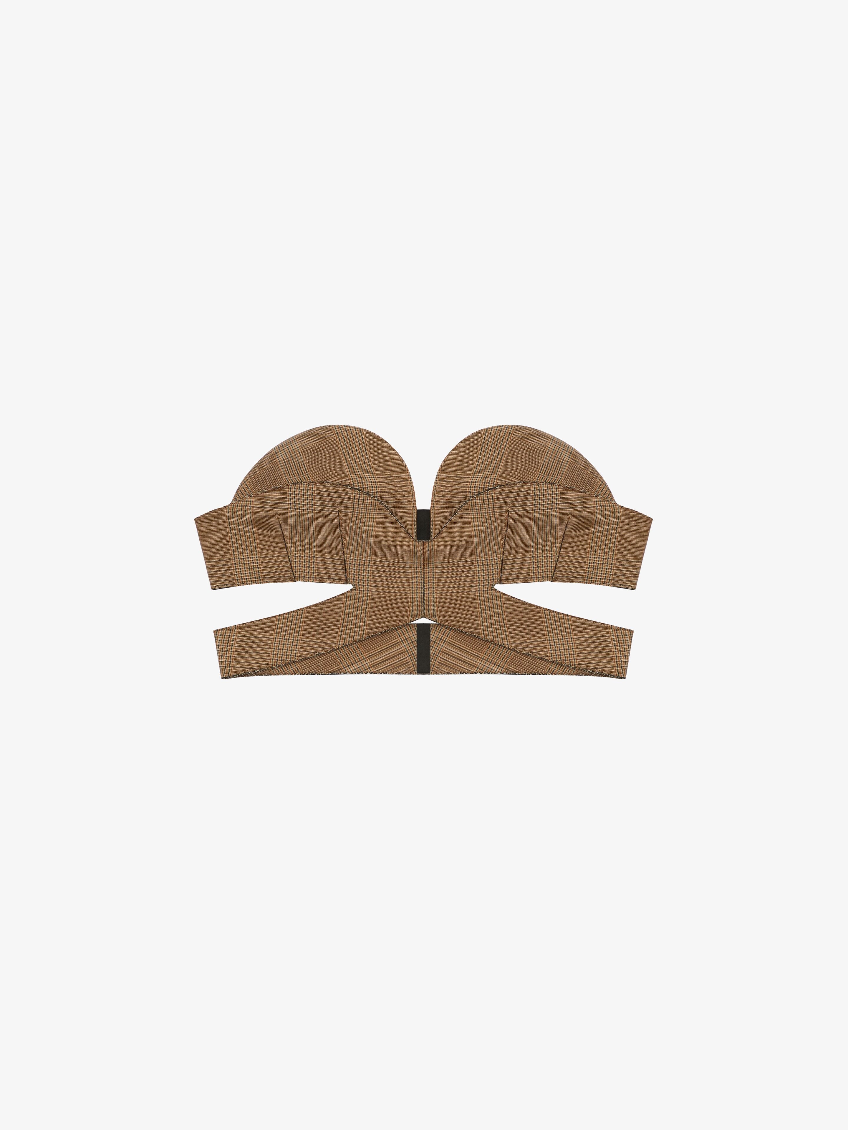 BRA TOP IN WOOL WITH PRINCE OF WALES PATTERN - 1