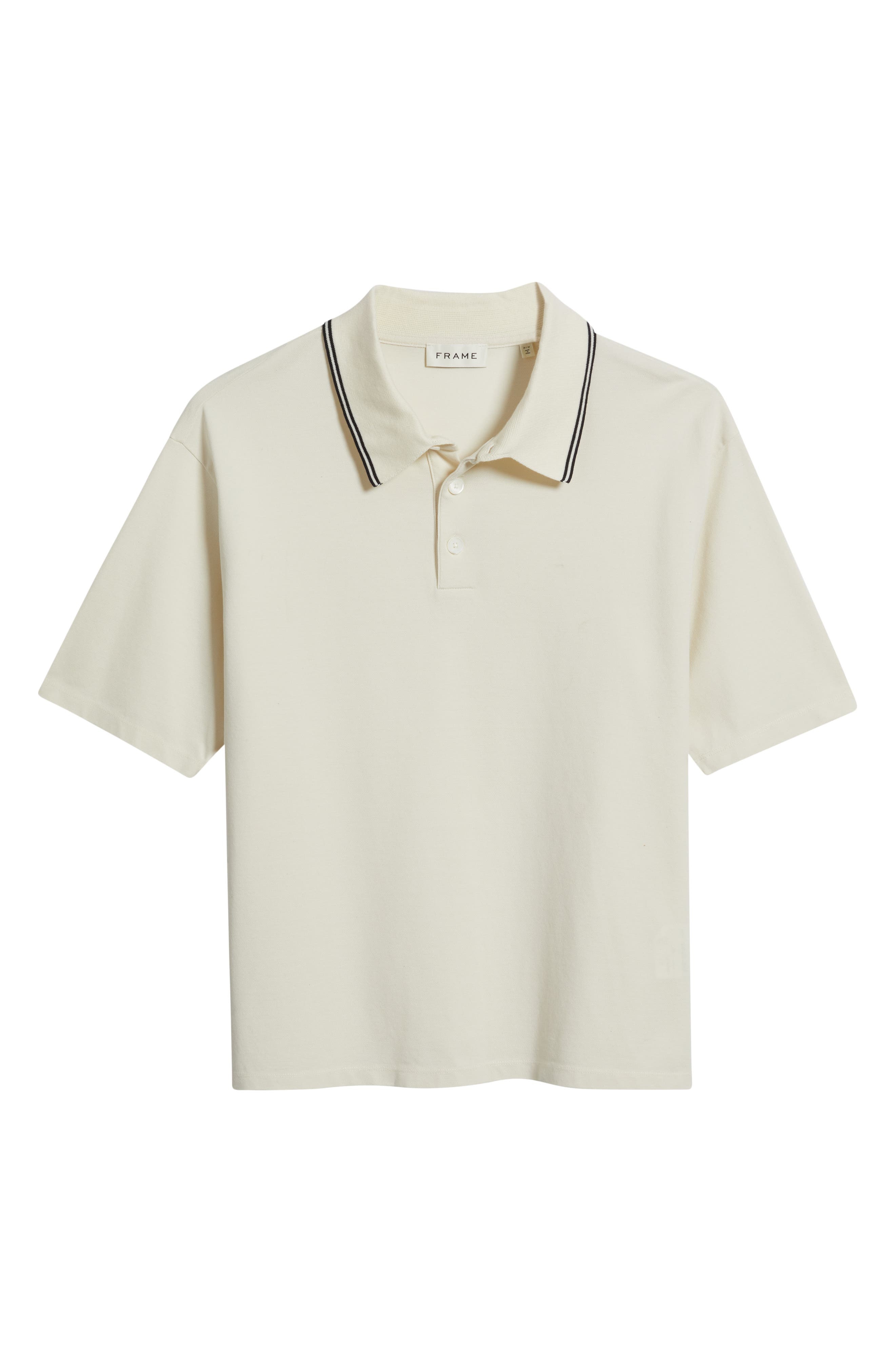 FRAME Cotton Pique Polo in White Sand at Nordstrom - 5