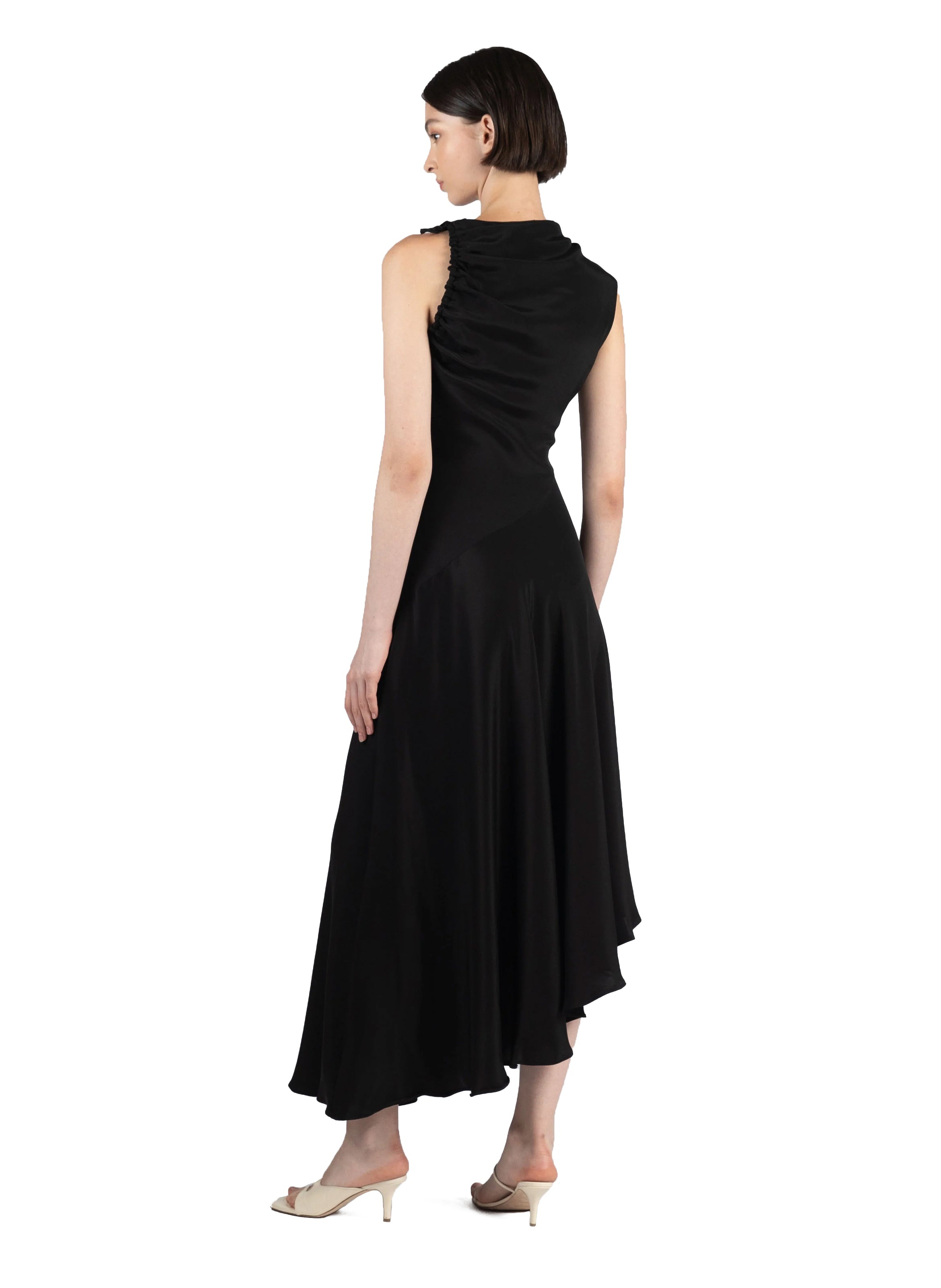 Silk Satin Dress/Black - 3