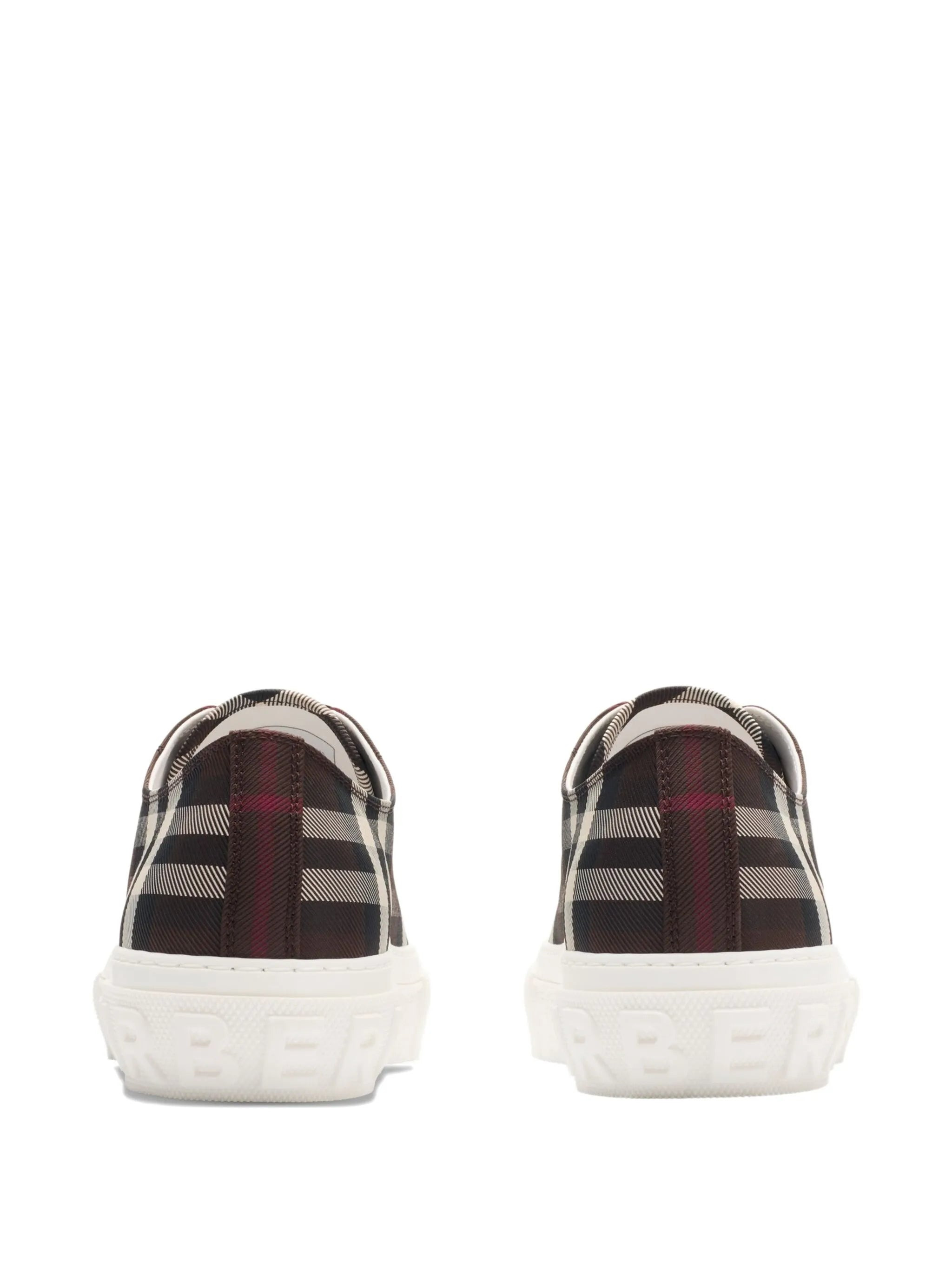 check-pattern lace-up sneakers - 3