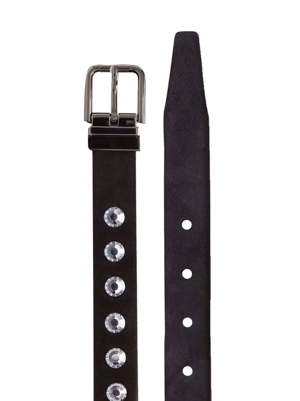 crystal-embellished leather belt - 2