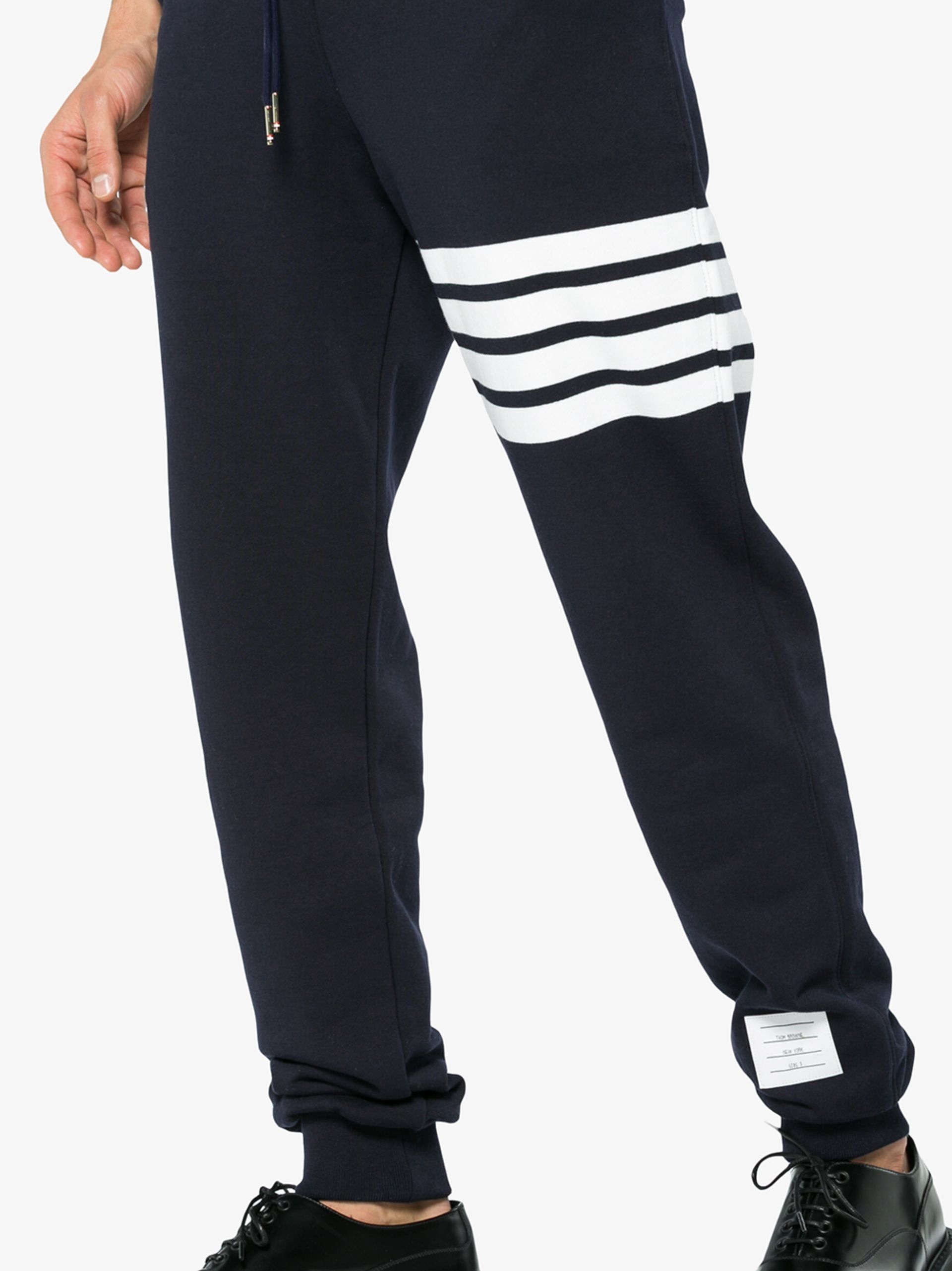 blue 4-Bar stripe cotton track pants - 5