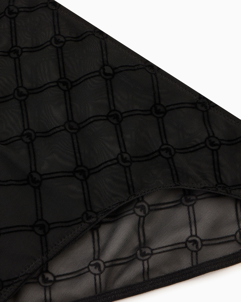 EMPORIO ARMANI Mesh Brazilian briefs with all-over flocked monogram outlook