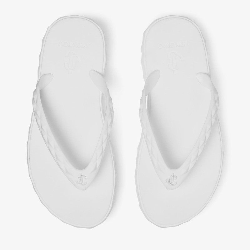 Diamond Flip Flop Optical White Rubber Flats 4