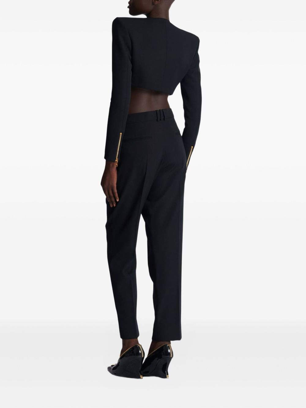 padded-shoulder zip-front jacket - 4