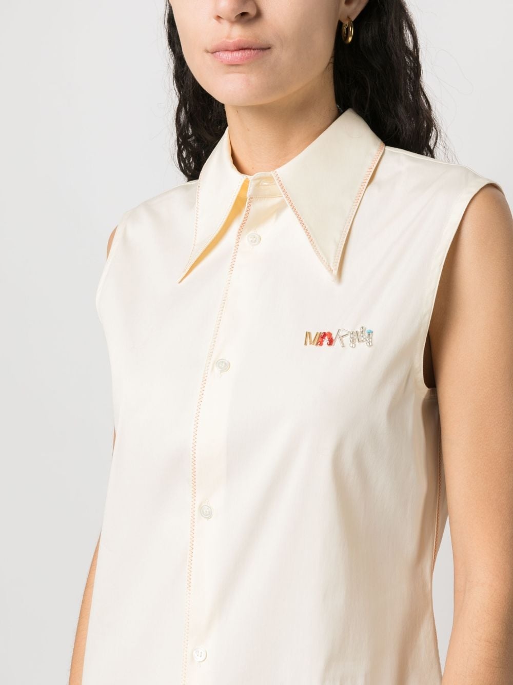 logo-appliqué sleeveless dress - 5