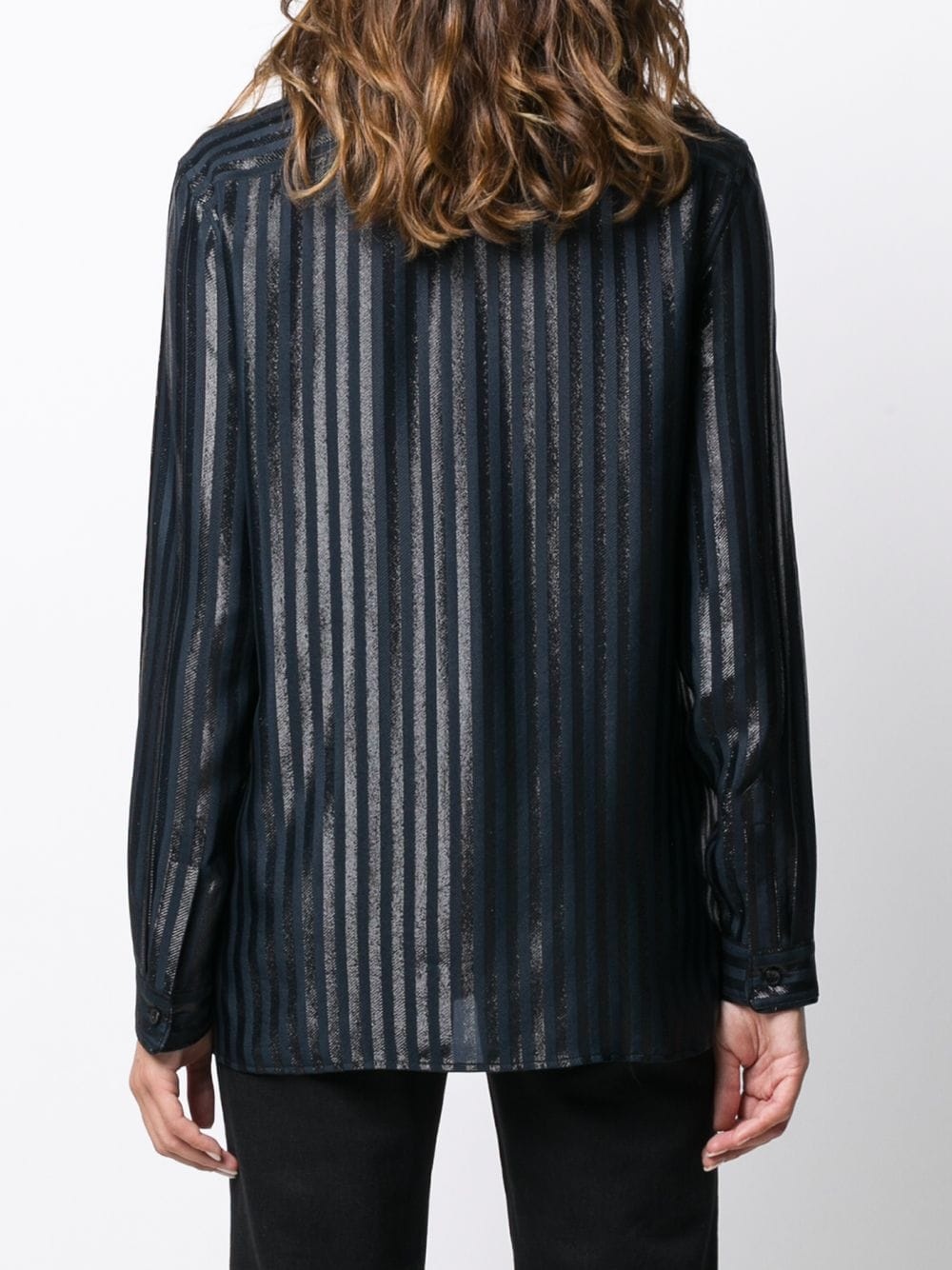 tie-neck metallic threading shirt - 4