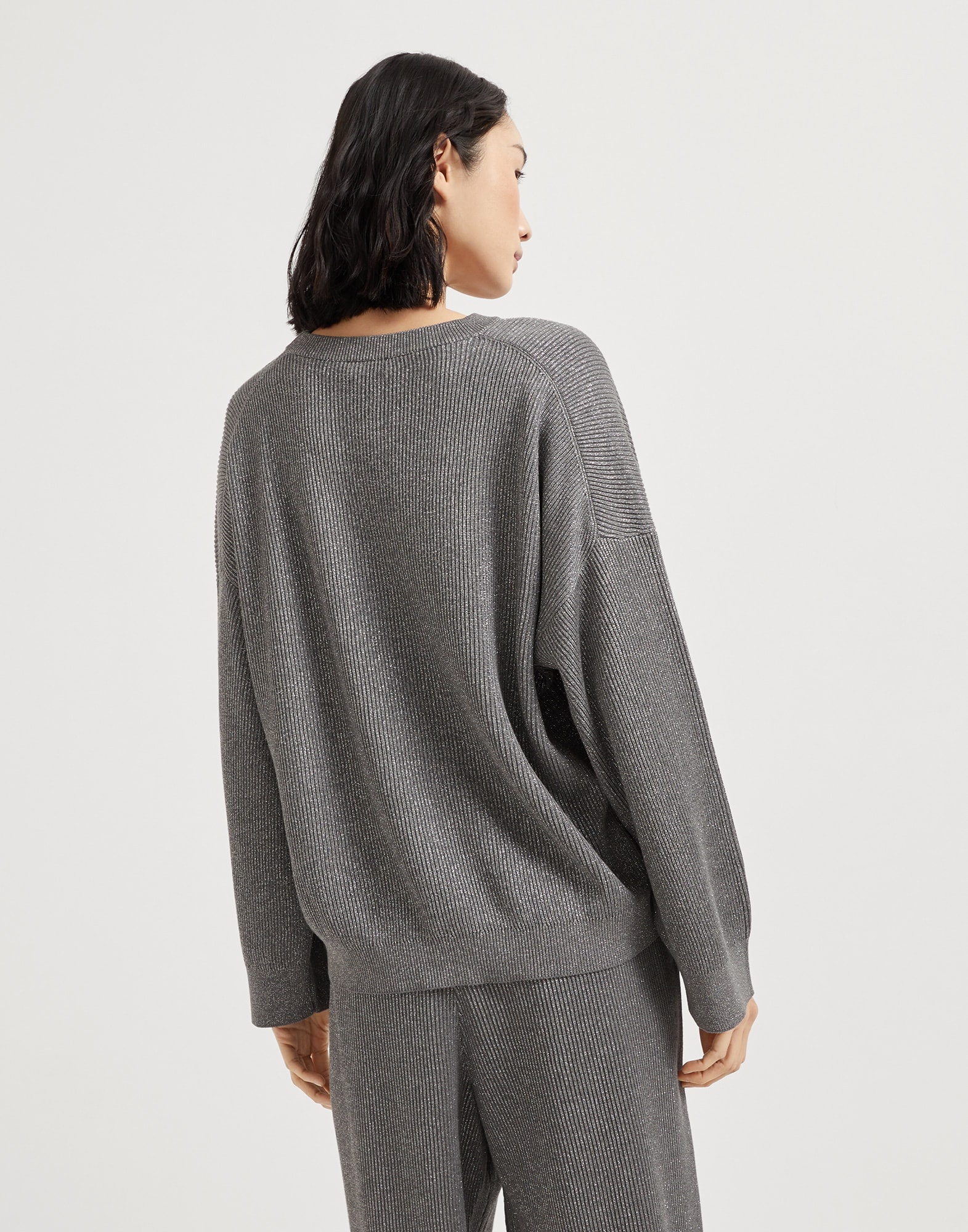 Sparkling cotton vanisé English rib sweater - 2