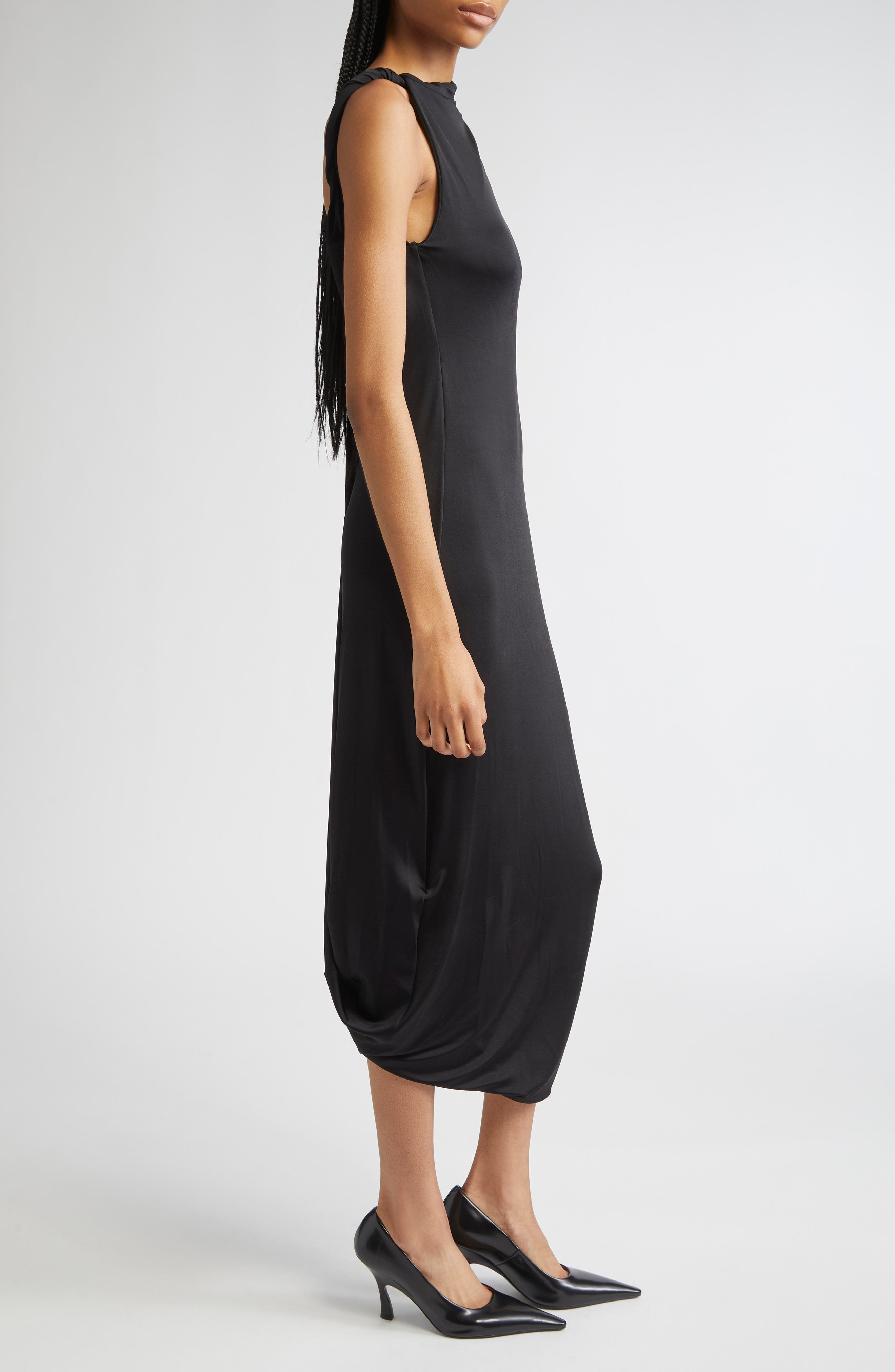 Victoria Beckham Twist Drape Jersey Midi in Black at Nordstrom - 3