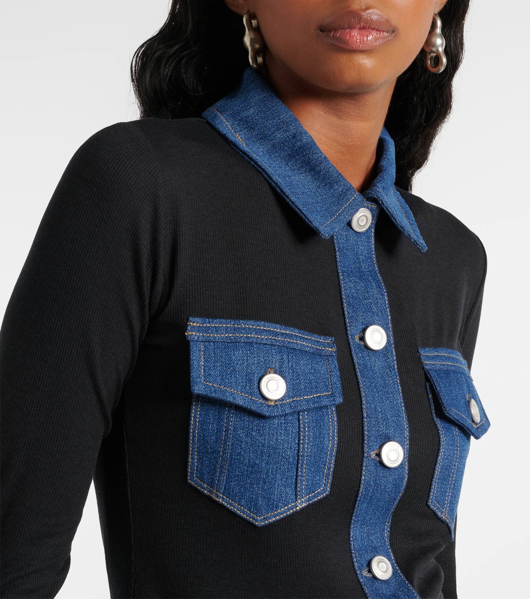 Denim-trimmed top - 4