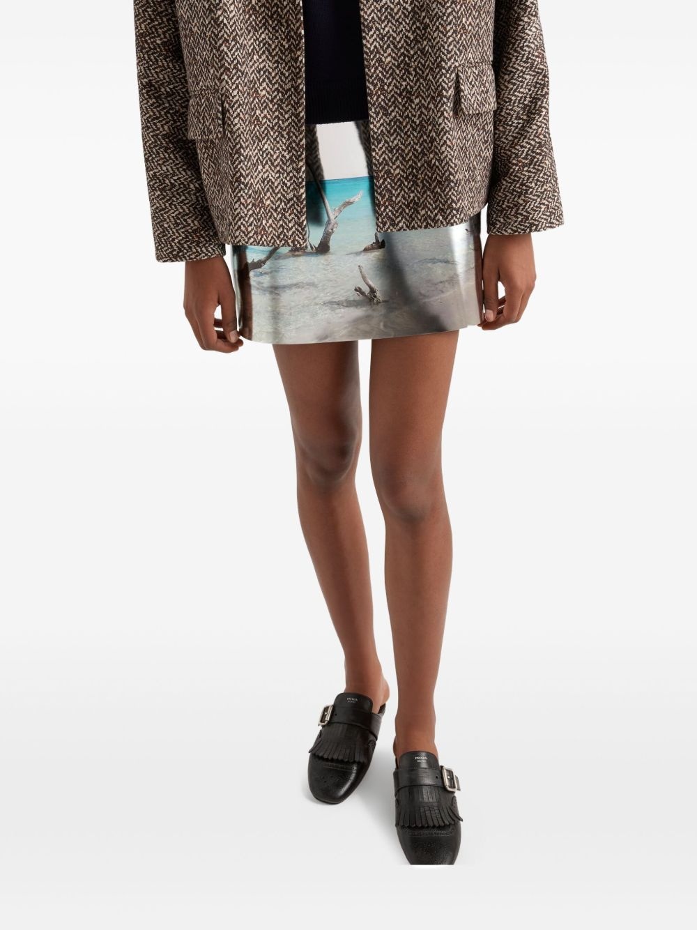 high-shine leather mini skirt - 4