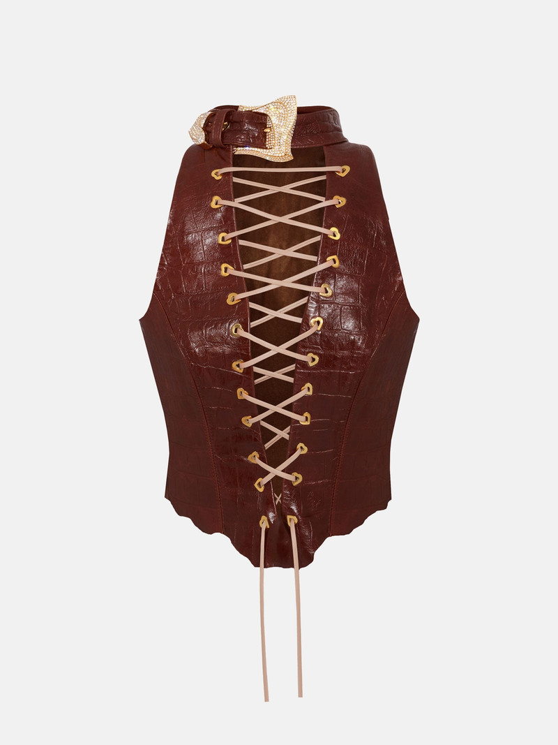 PHOEBE LEATHER TOP DUNDEE 1