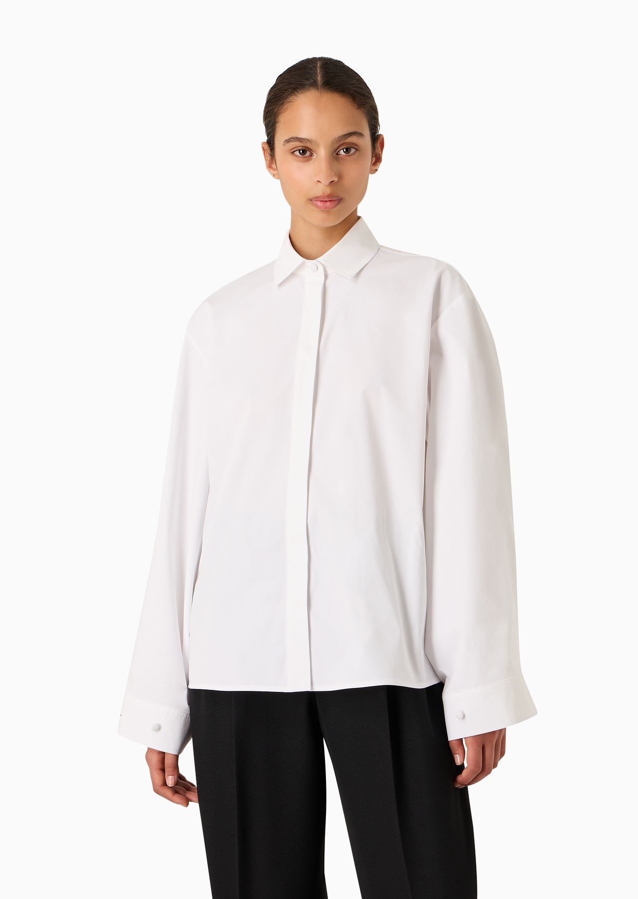 Oversized shirt in sanded cotton with kimono sleeves - 2