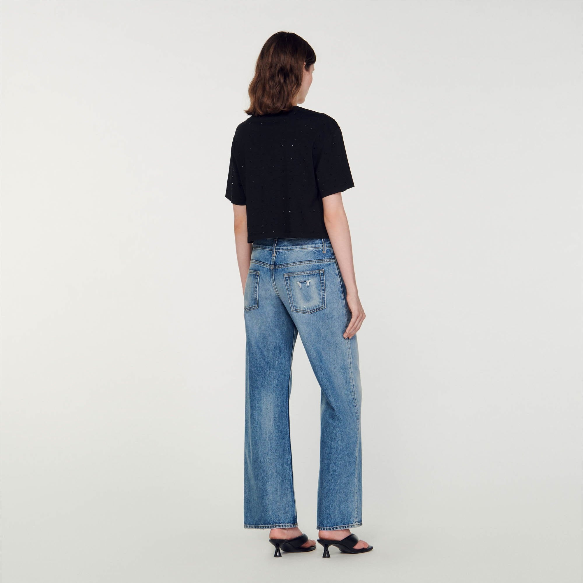 CROPPED T-SHIRT WITH RHINESTONES - 6