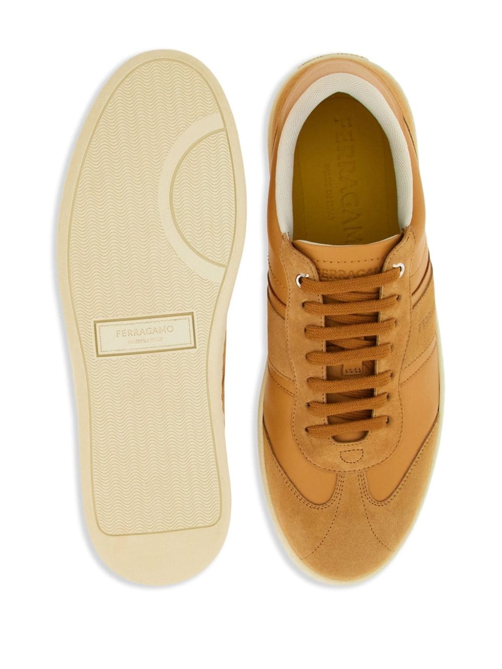 panelled lace-up leather sneakers - 5