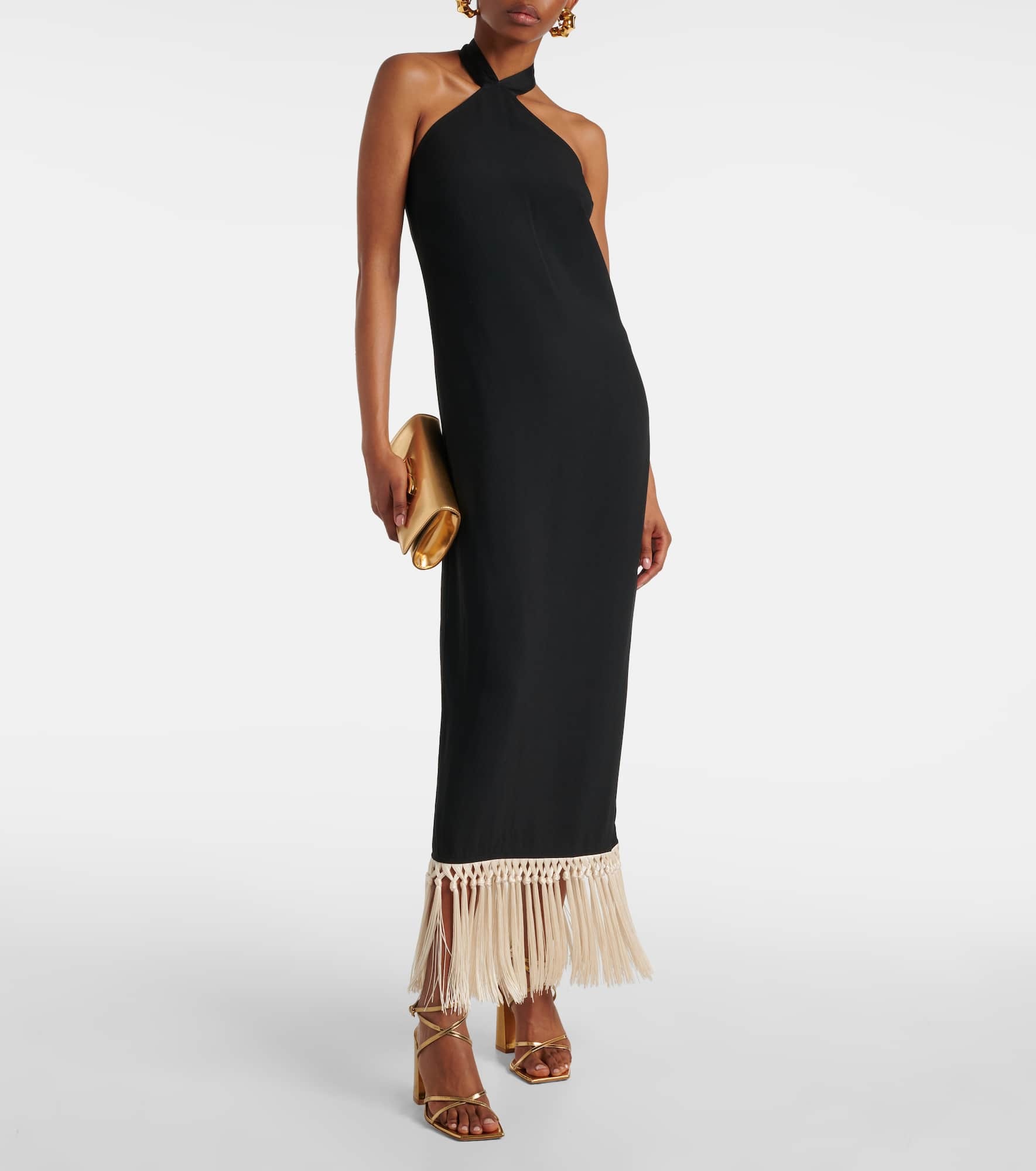 Nina fringed crêpe cady midi dress - 2