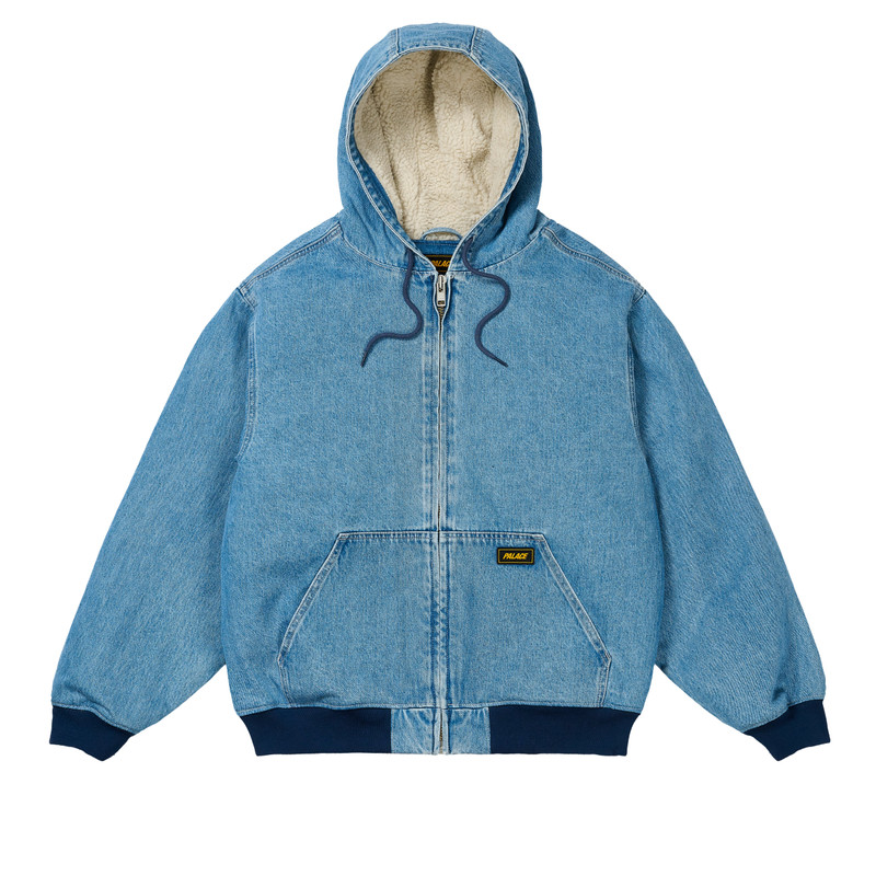 HOODED SHERP JACKET DISTRESSED LIGHT STONE WASH 1