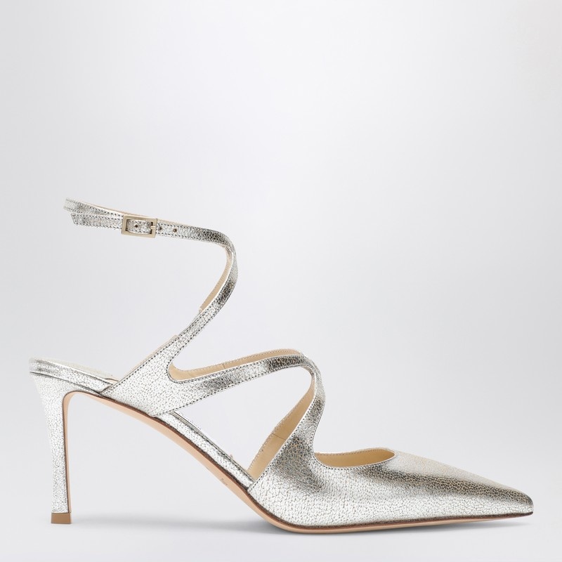 Champagne-coloured Azia 75 pump in glittered leather - 1