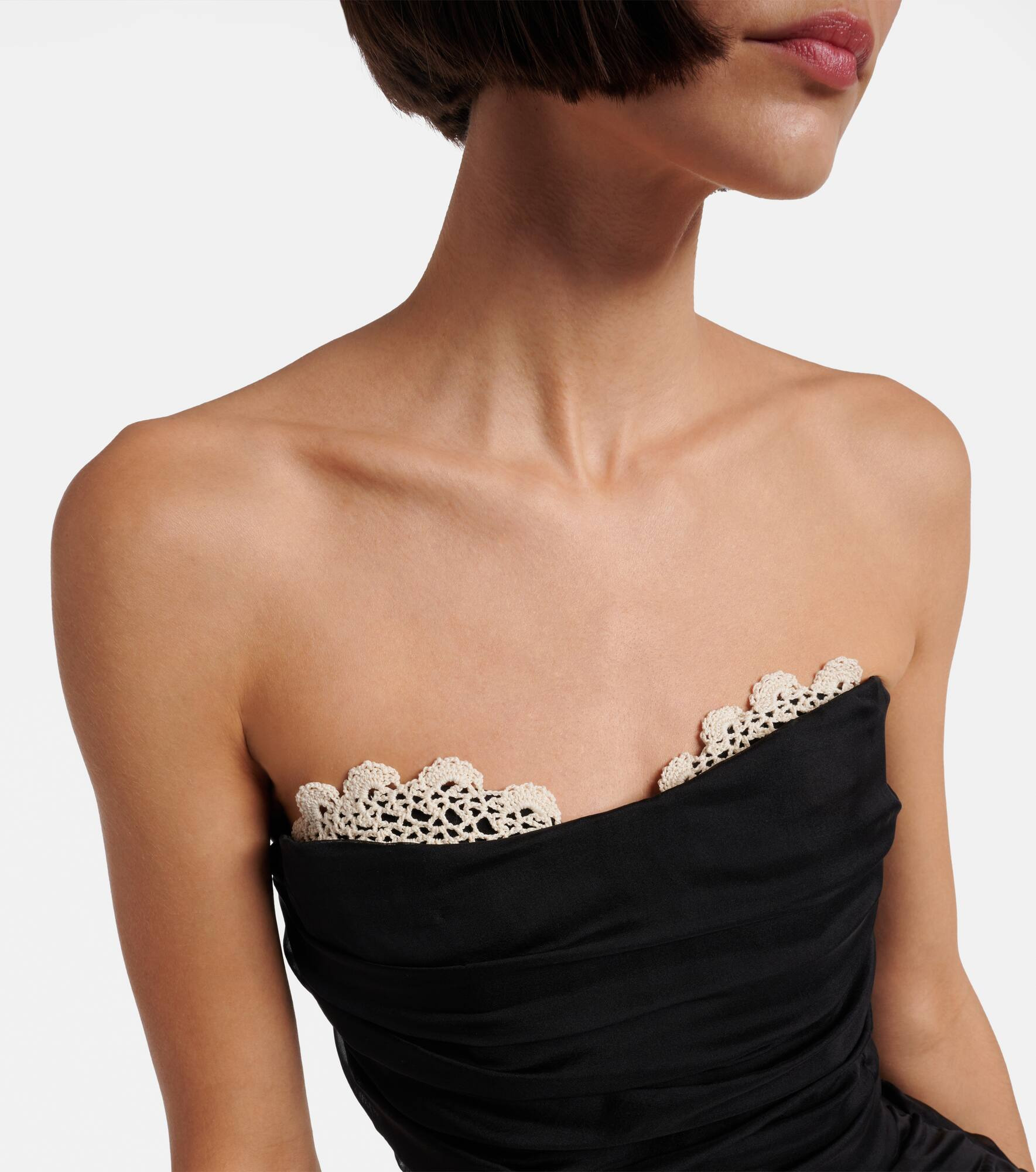 Crochet-trimmed silk minidress - 4