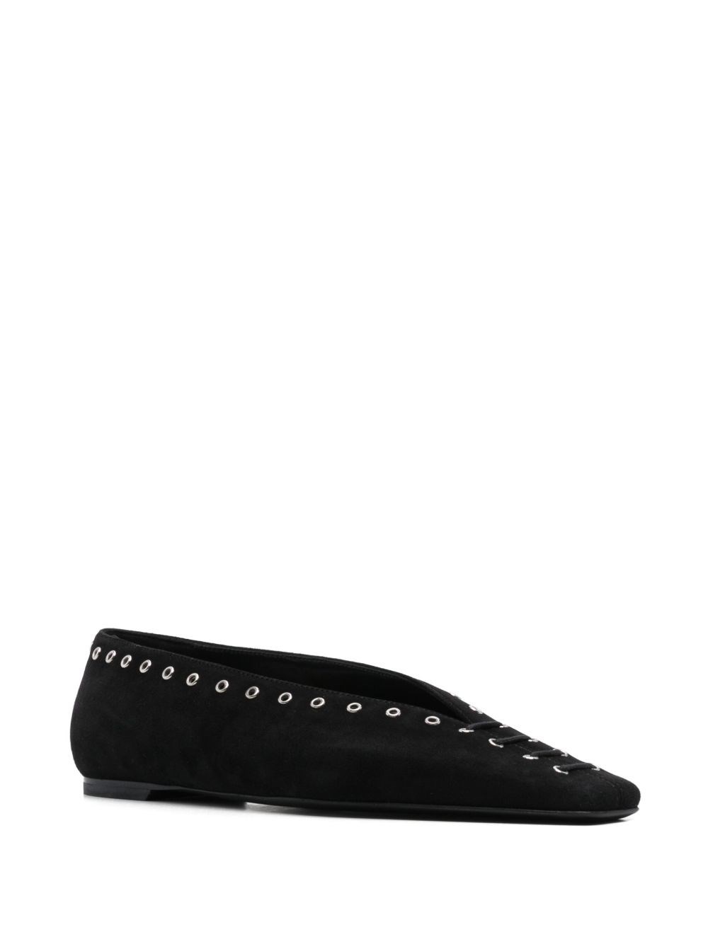 Suede leather lace-up ballets - 2