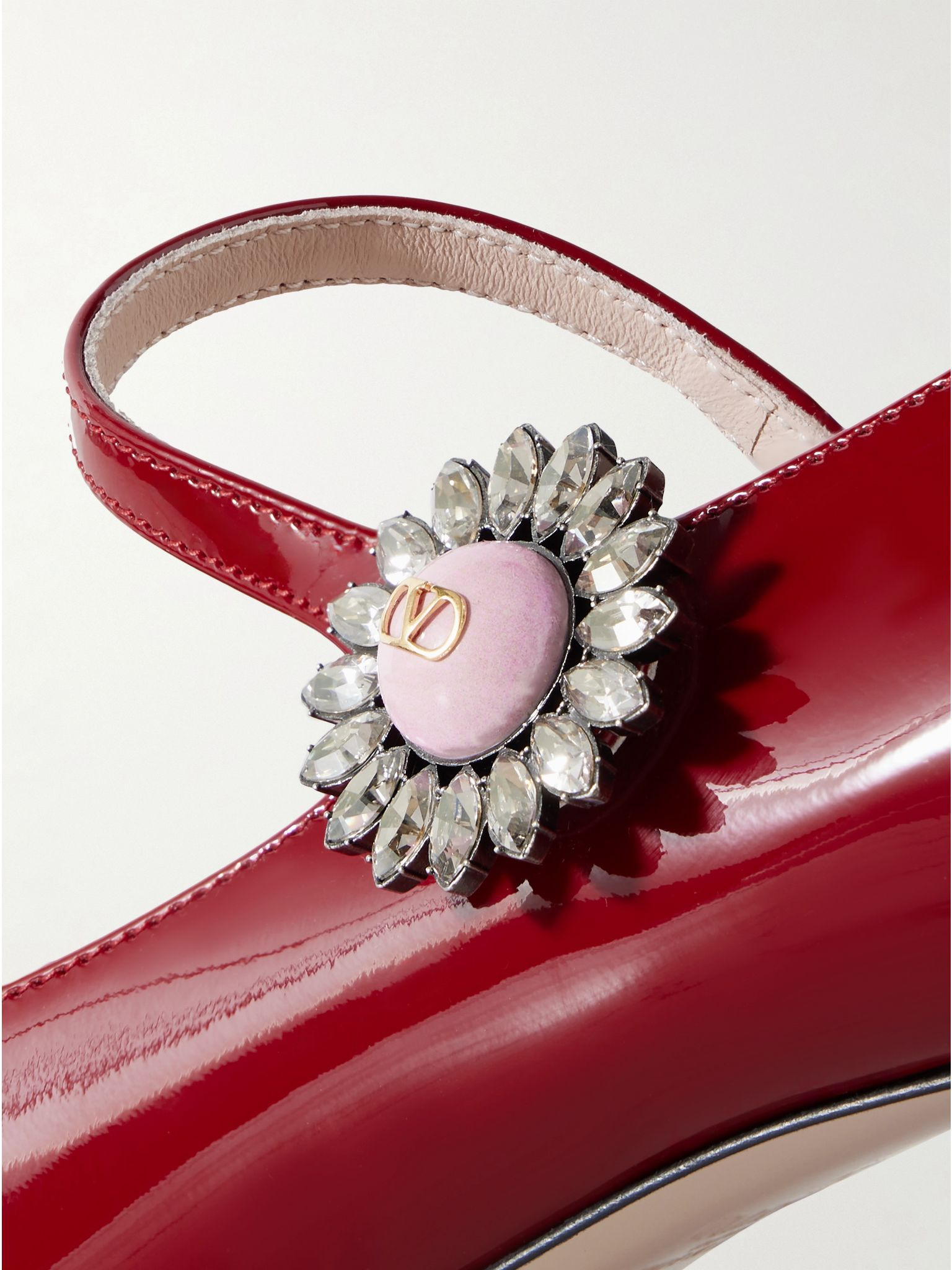 55 embellished patent-leather Mary Jane pumps Red - 4