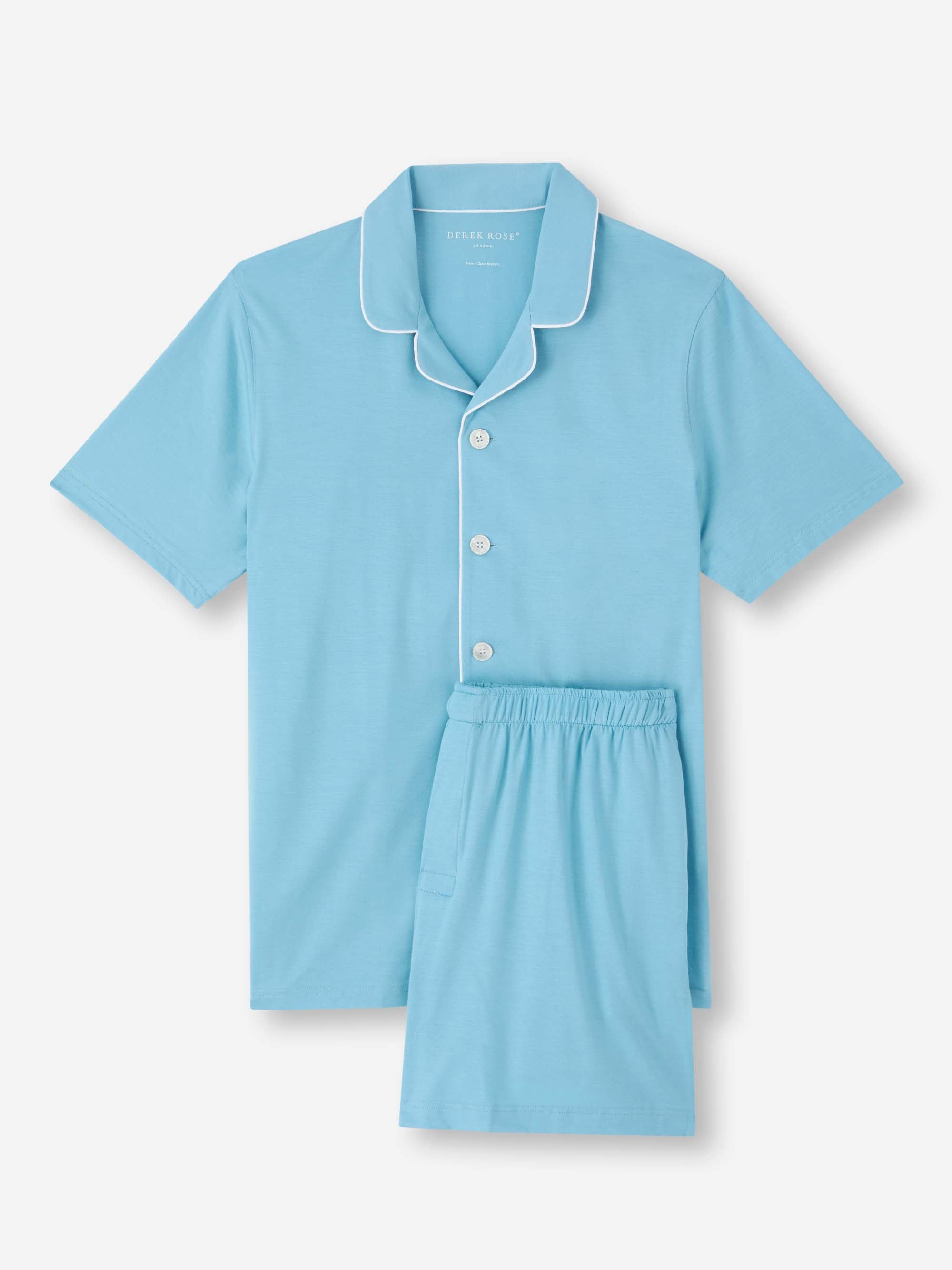 Men's Short Pajamas Basel Micro Modal Stretch Ocean Blue - 2