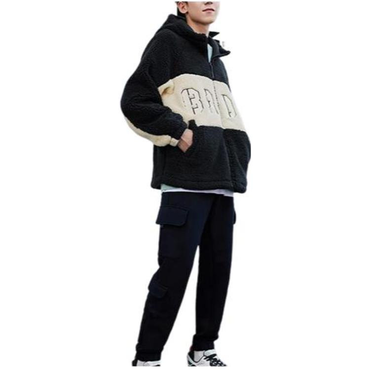 Li-Ning BadFive Logo Fleece Full Zip Jacket 'Black Beige' AFDSA69-4 - 3