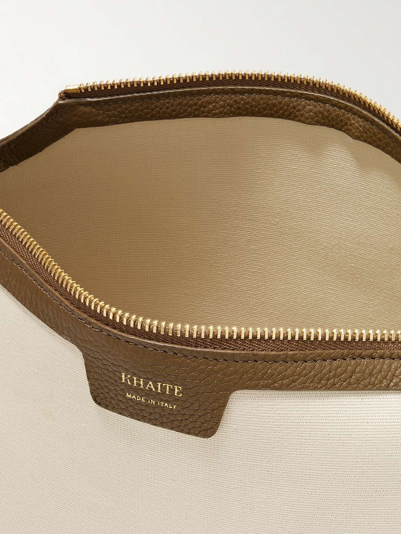 Lina medium textured leather-trimmed canvas shoulder bag - 5