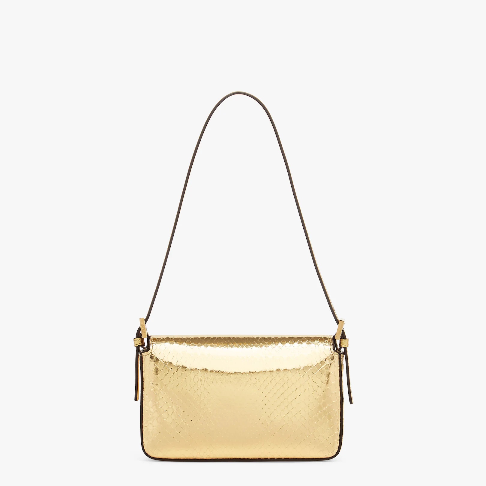 Small 1997 Baguette bag made of exquisite gold laminated python leather, embellished with an FF clas - 3