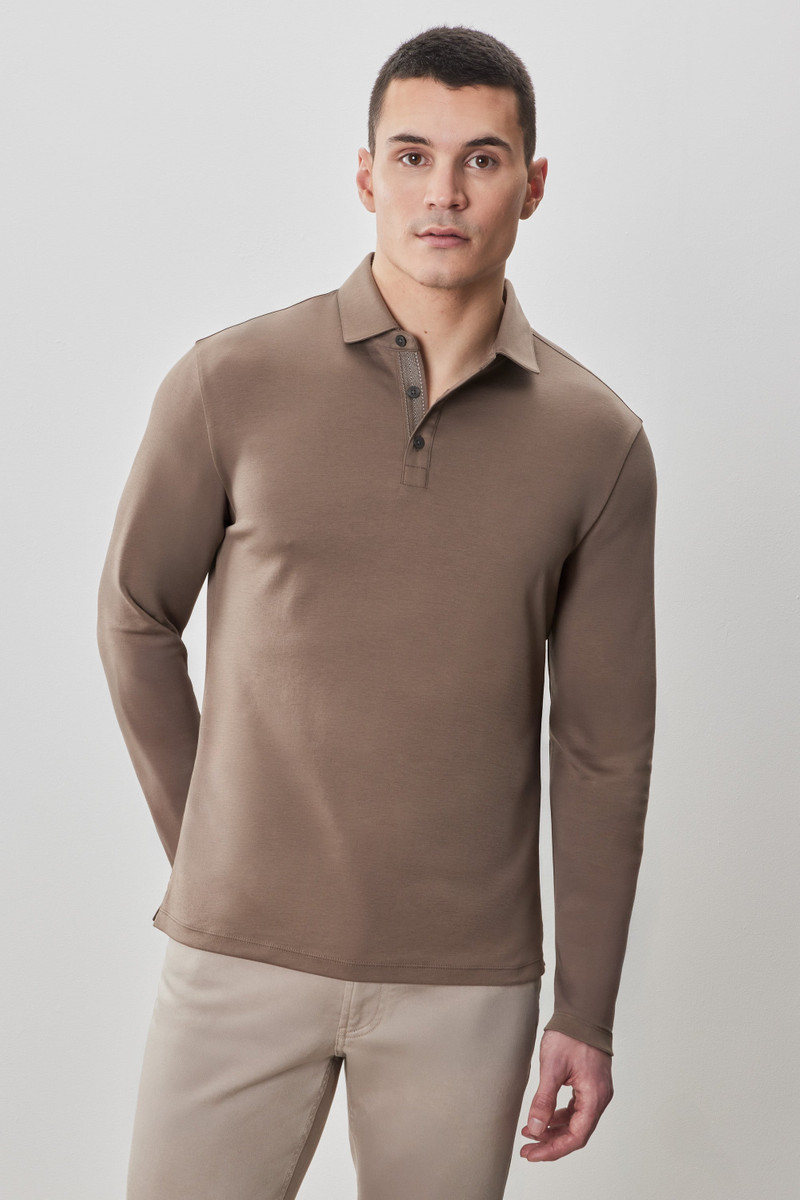 The Barakett Long Sleeve Herringbone Polo 1