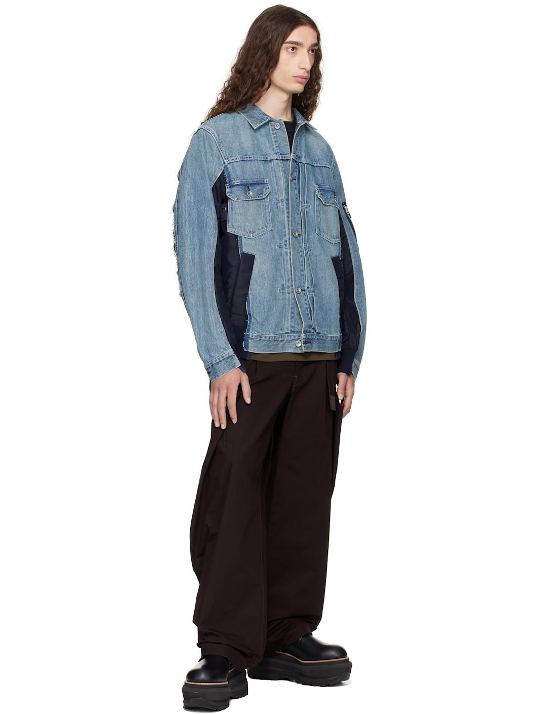Blue Nylon Twill & Denim Jacket - 4