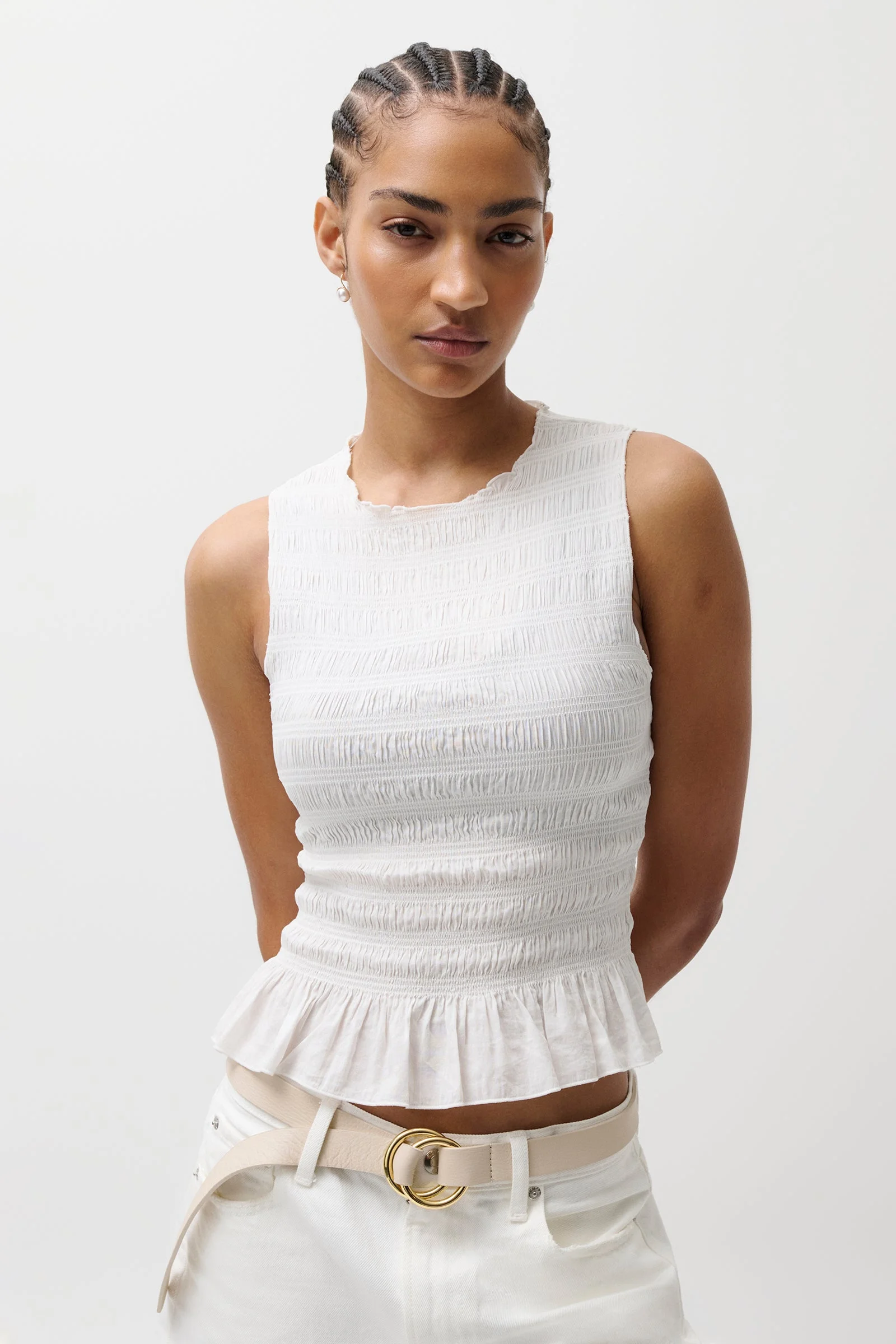 PHOEBE SMOCKED TANK - LE BLANC - 1