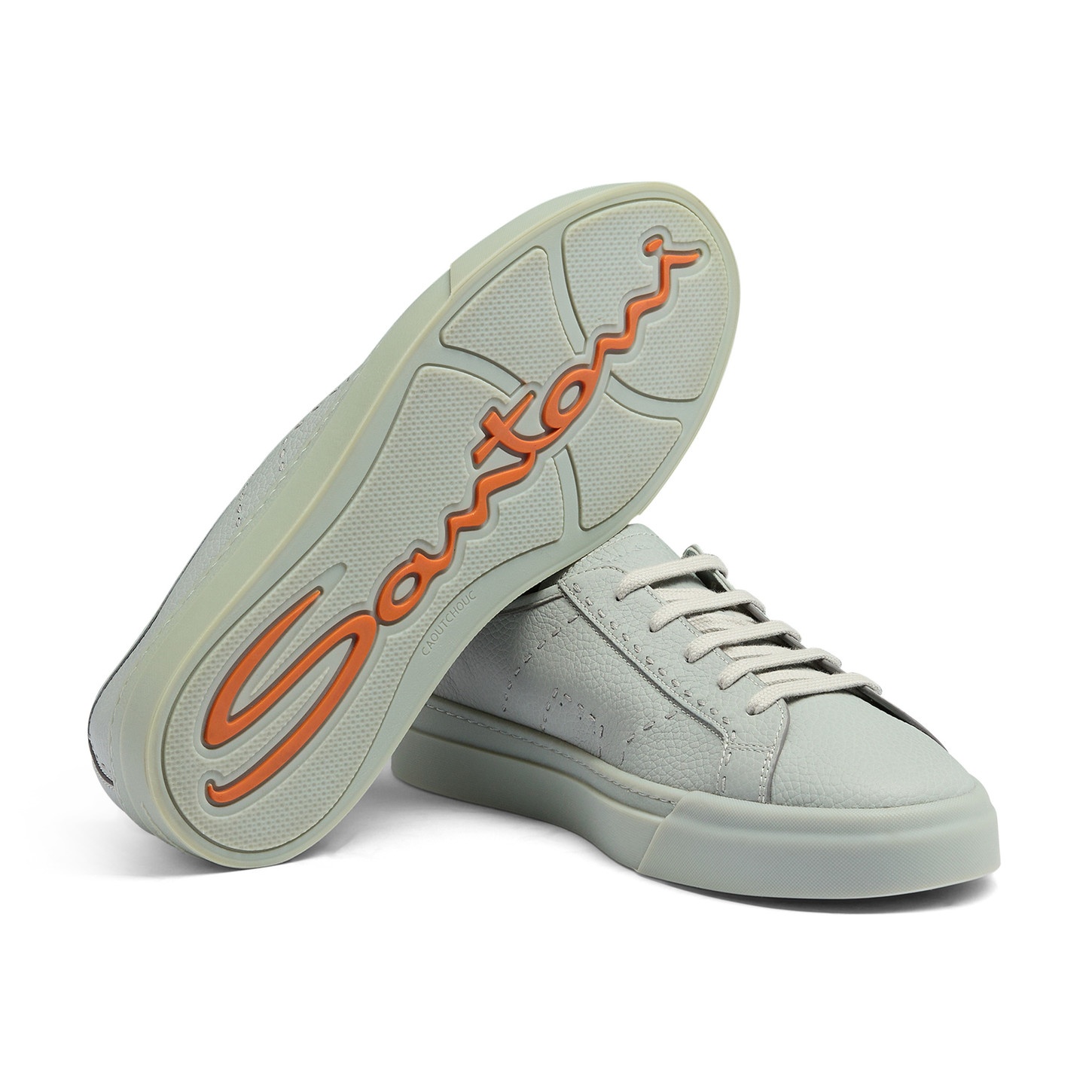 Men's light blue tumbled leather Double Buckle Sneaker - 4