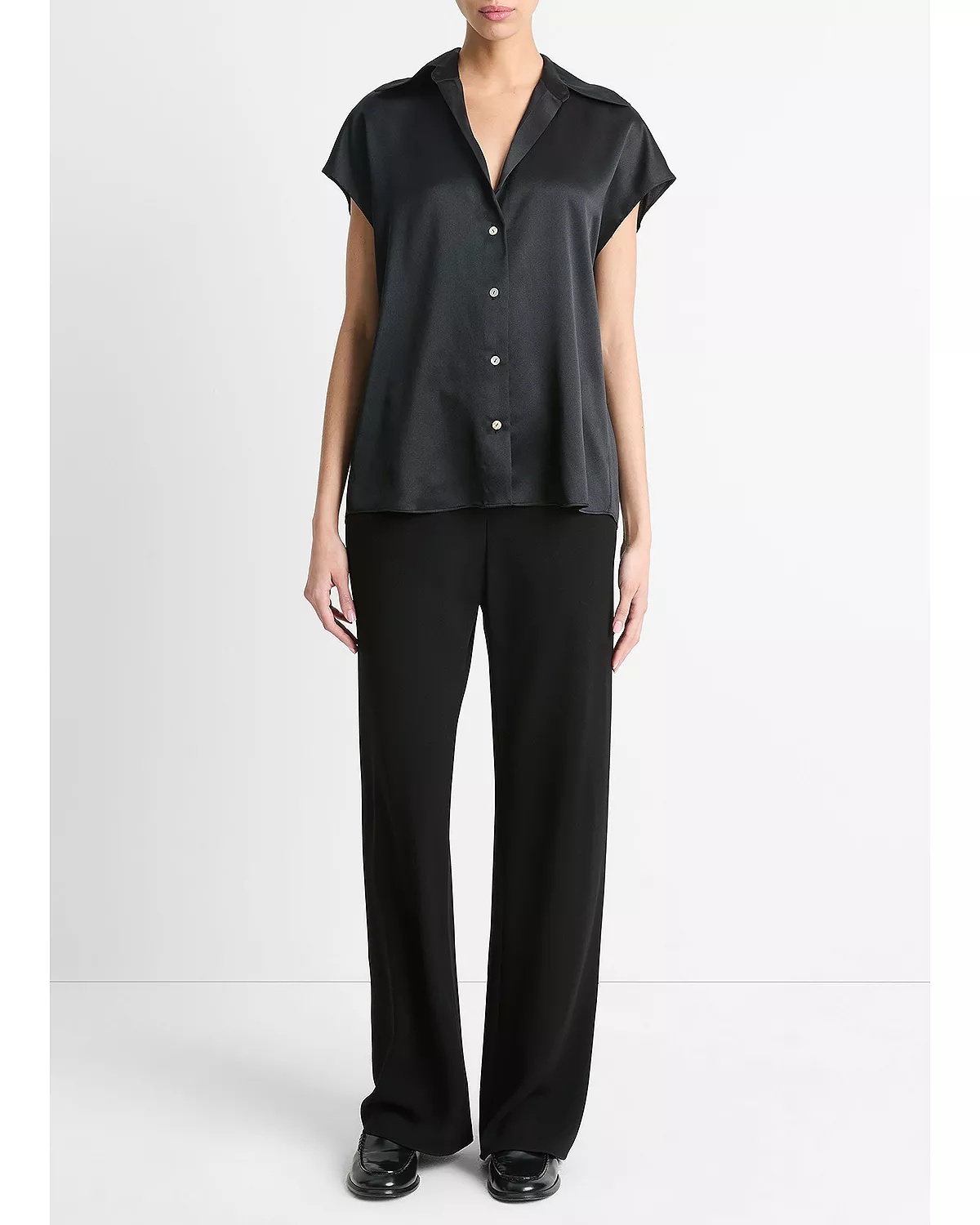 Silk Cap Sleeve Ruched Back Shirt - 2