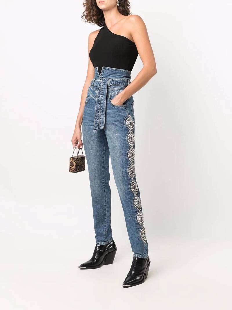 PHILIPP PLEIN Saint Tropez embellished high rise jeans outlook