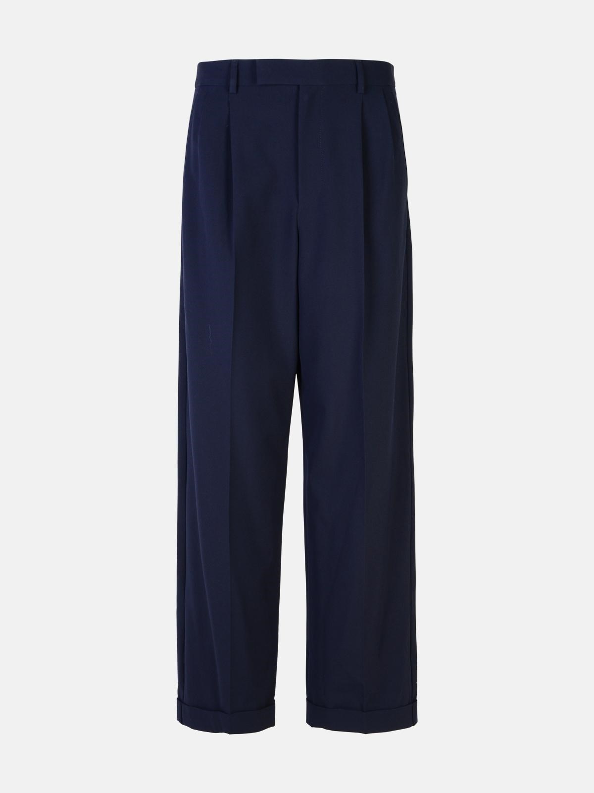 'MARISSA' NAVY VISCOSE BLEND TROUSERS - 1