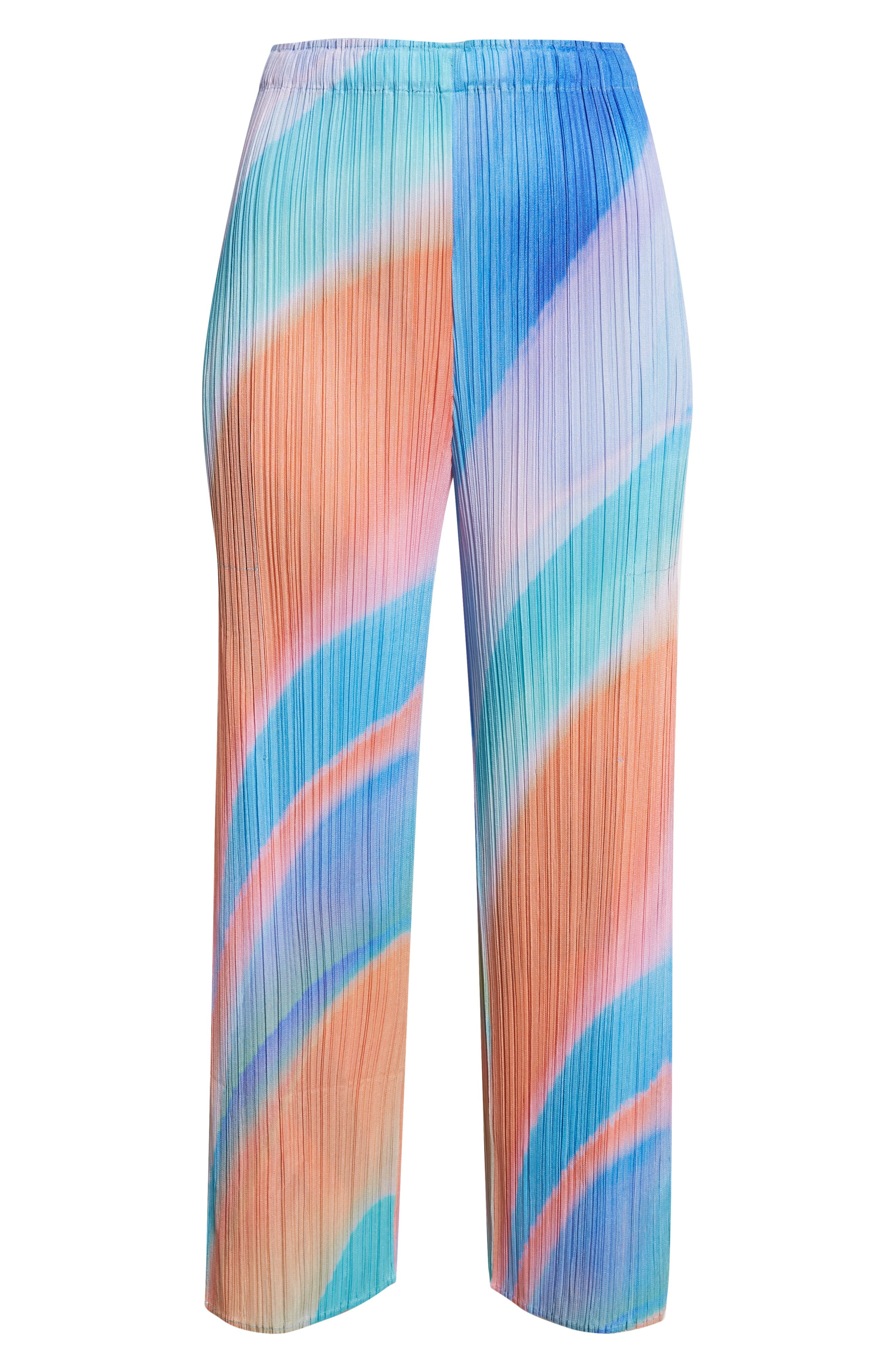 Pleats Please Issey Miyake Groove Pleated Ankle Pants in Blue at Nordstrom - 6