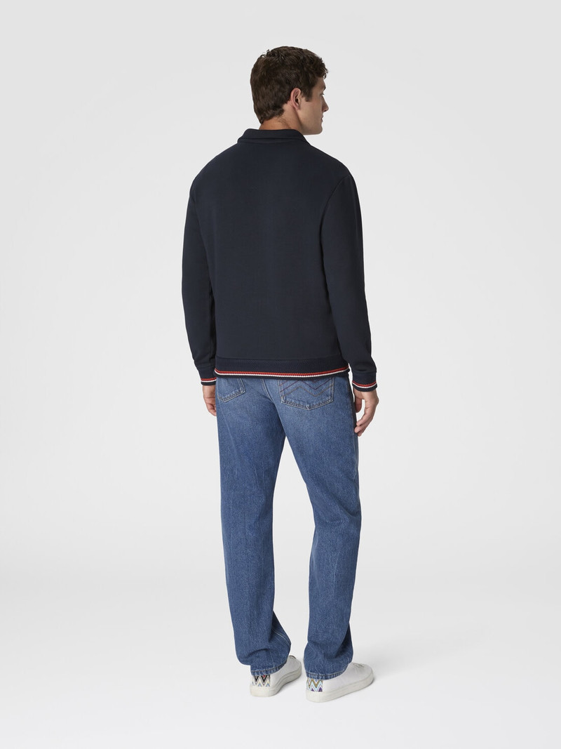 Zip-up high-neck sweatshirt with knit embroidery and logo 3