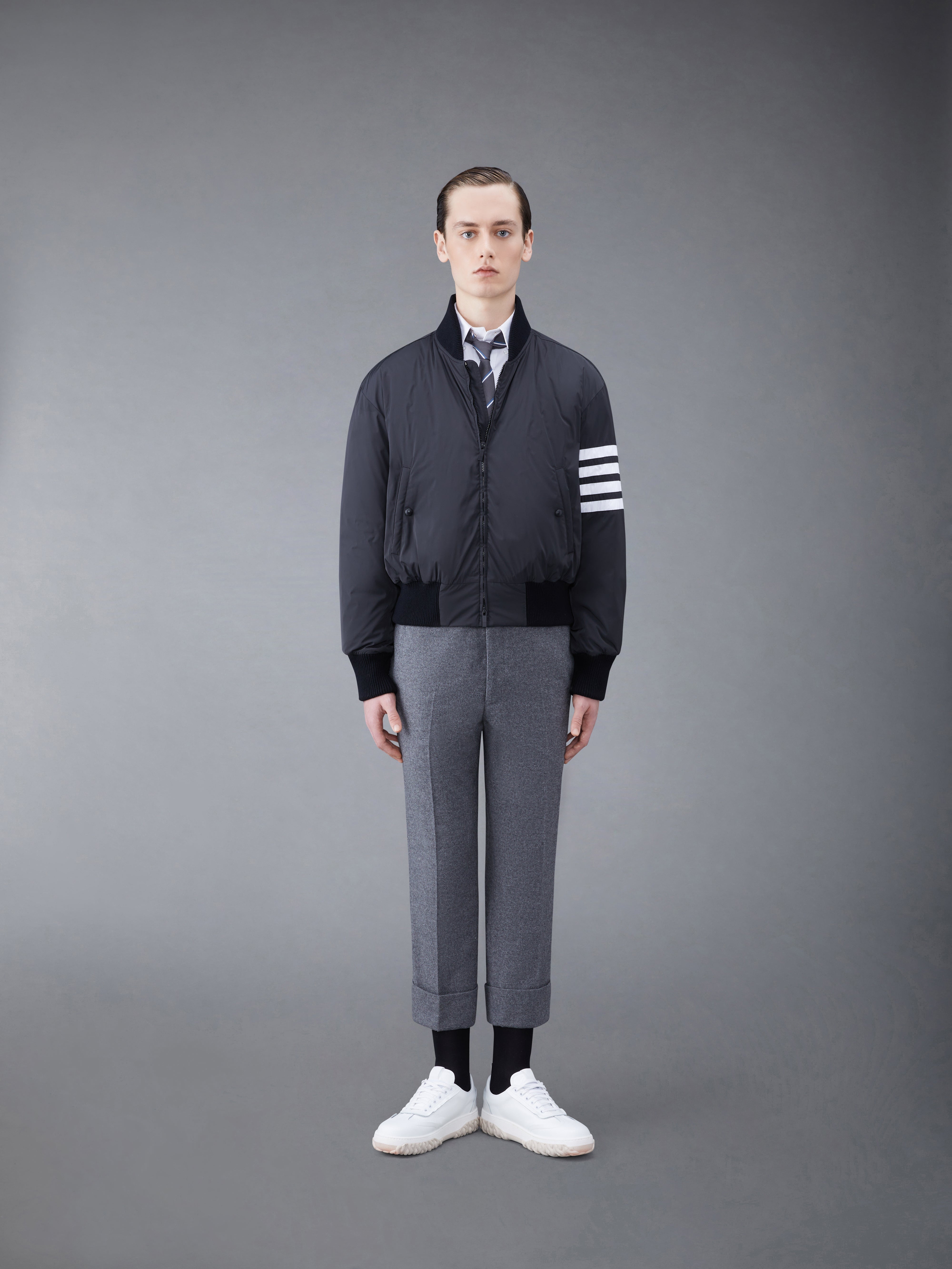 POLY TWILL RIB 4-BAR DOWN OVERSIZED BLOUSON JACKET - 3