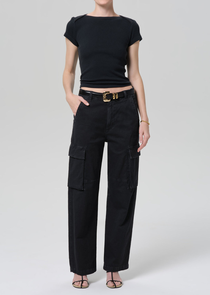 Esme Cargo Trouser In Washed Black - 1