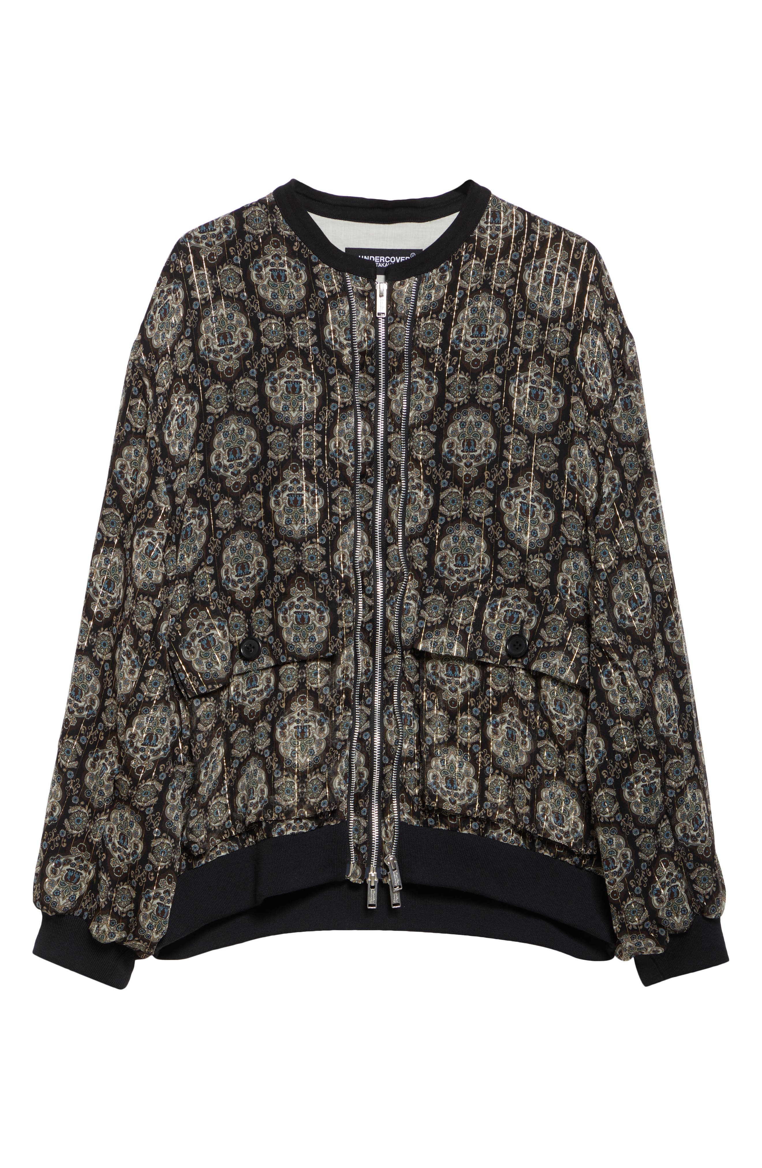 Undercover Print Silk Blend Blouson Jacket in Black Base at Nordstrom - 7