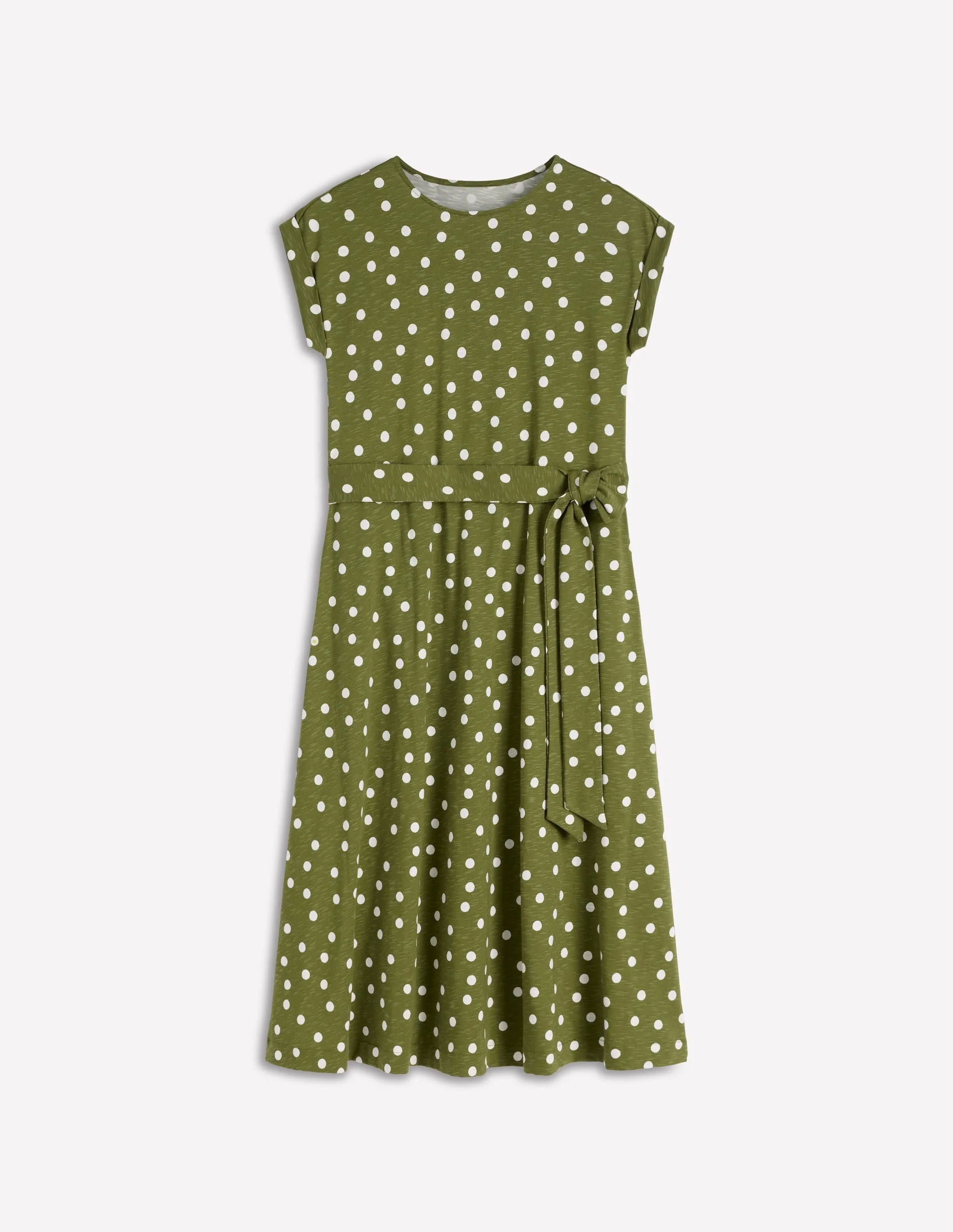 Eve Jersey Midi Dress-Olive, Painted Dot Spaced - 1