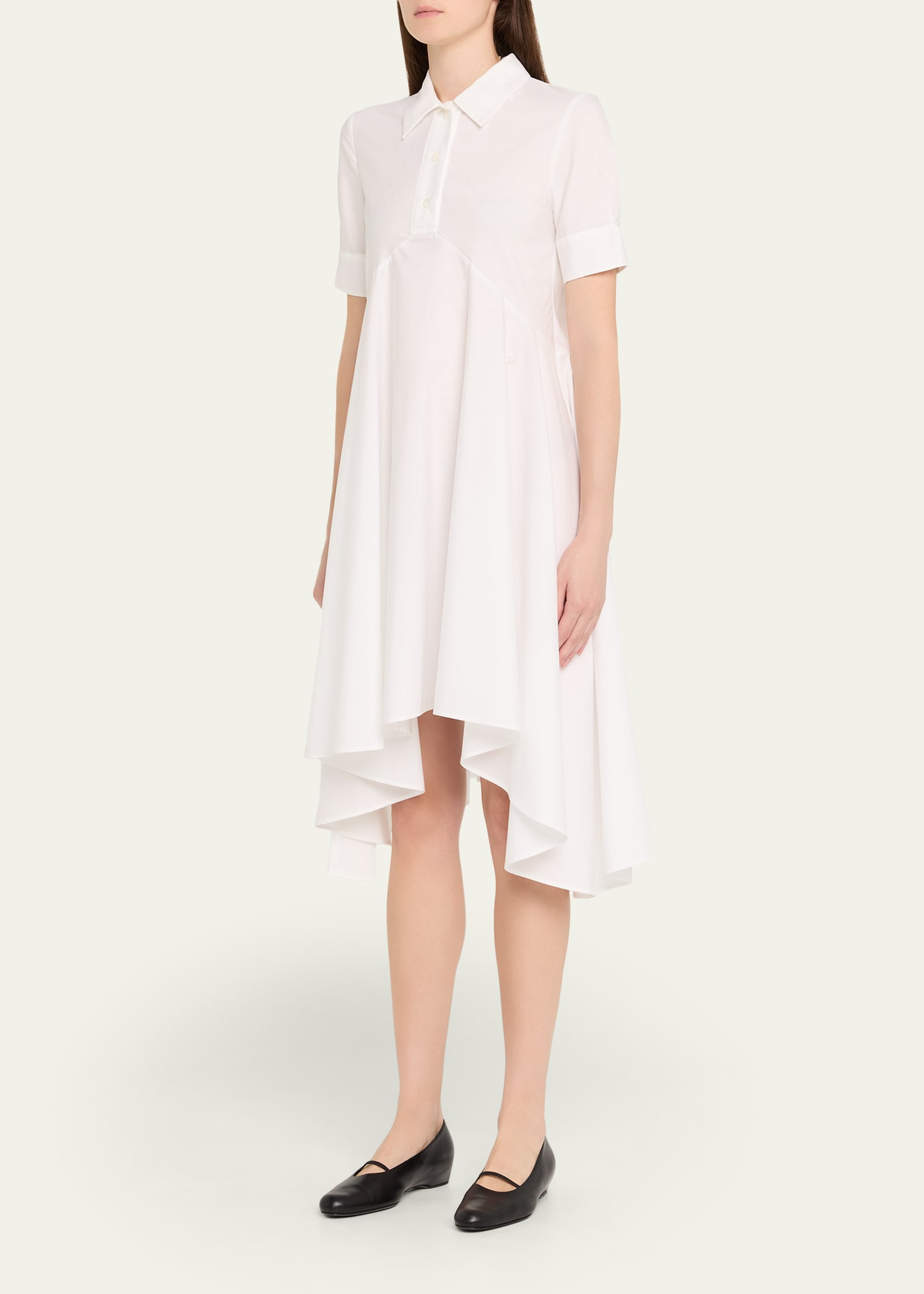 Short-Sleeve Empire-Waist Midi Polo Shirtdress - 4
