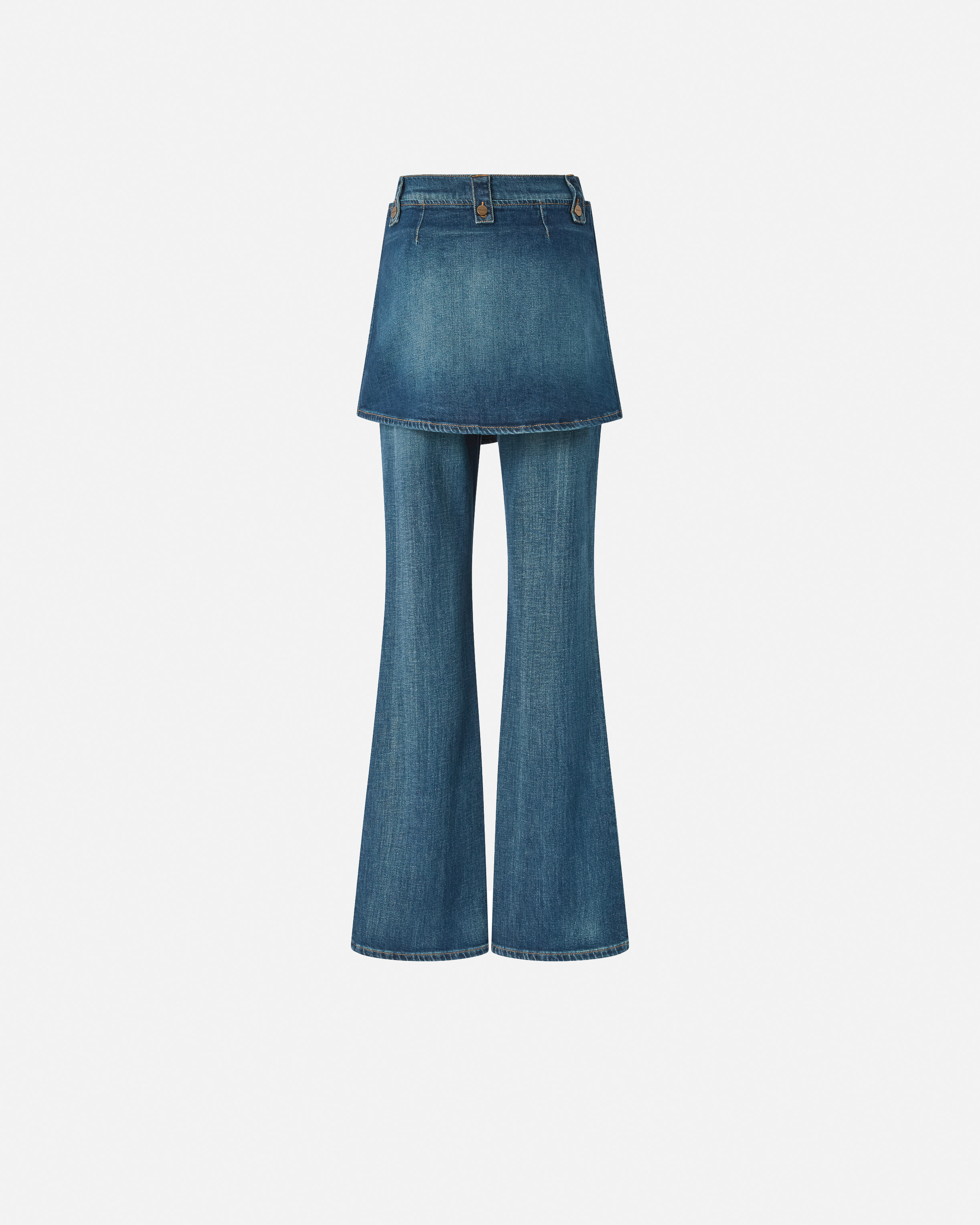 FLARED JEANS WITH REMOVABLE MINISKIRT - 7
