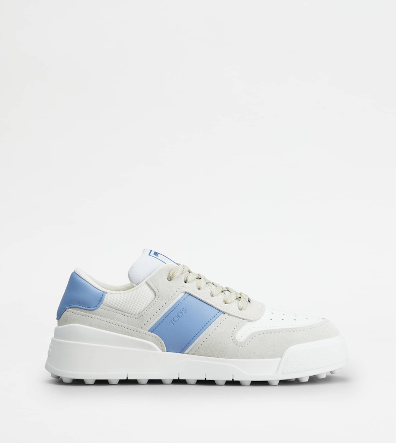 TOD'S SNEAKERS IN SUEDE AND SMOOTH LEATHER - WHITE, BLUE 1