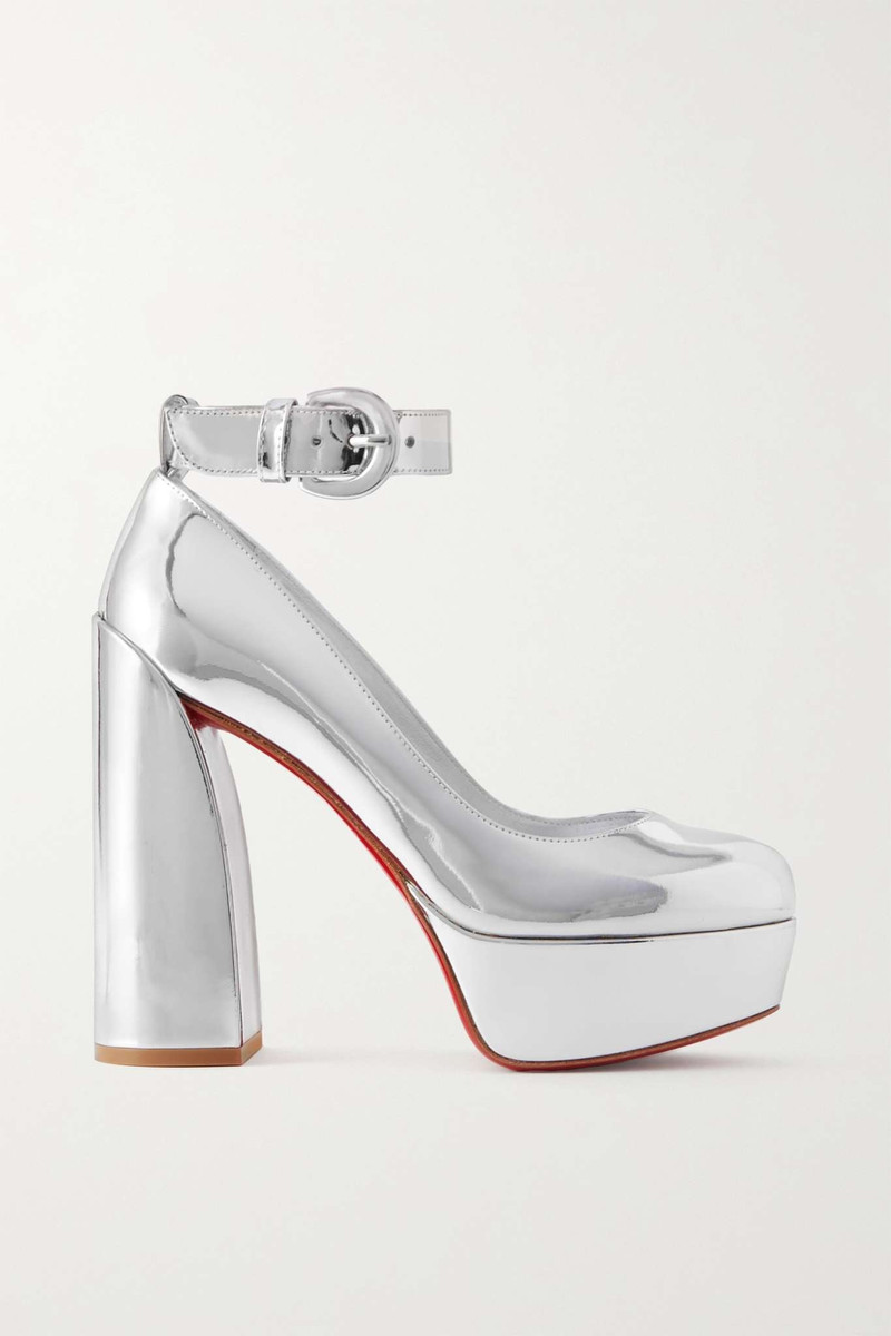 Movidastrap 130 mirrored-leather platform pumps - 1