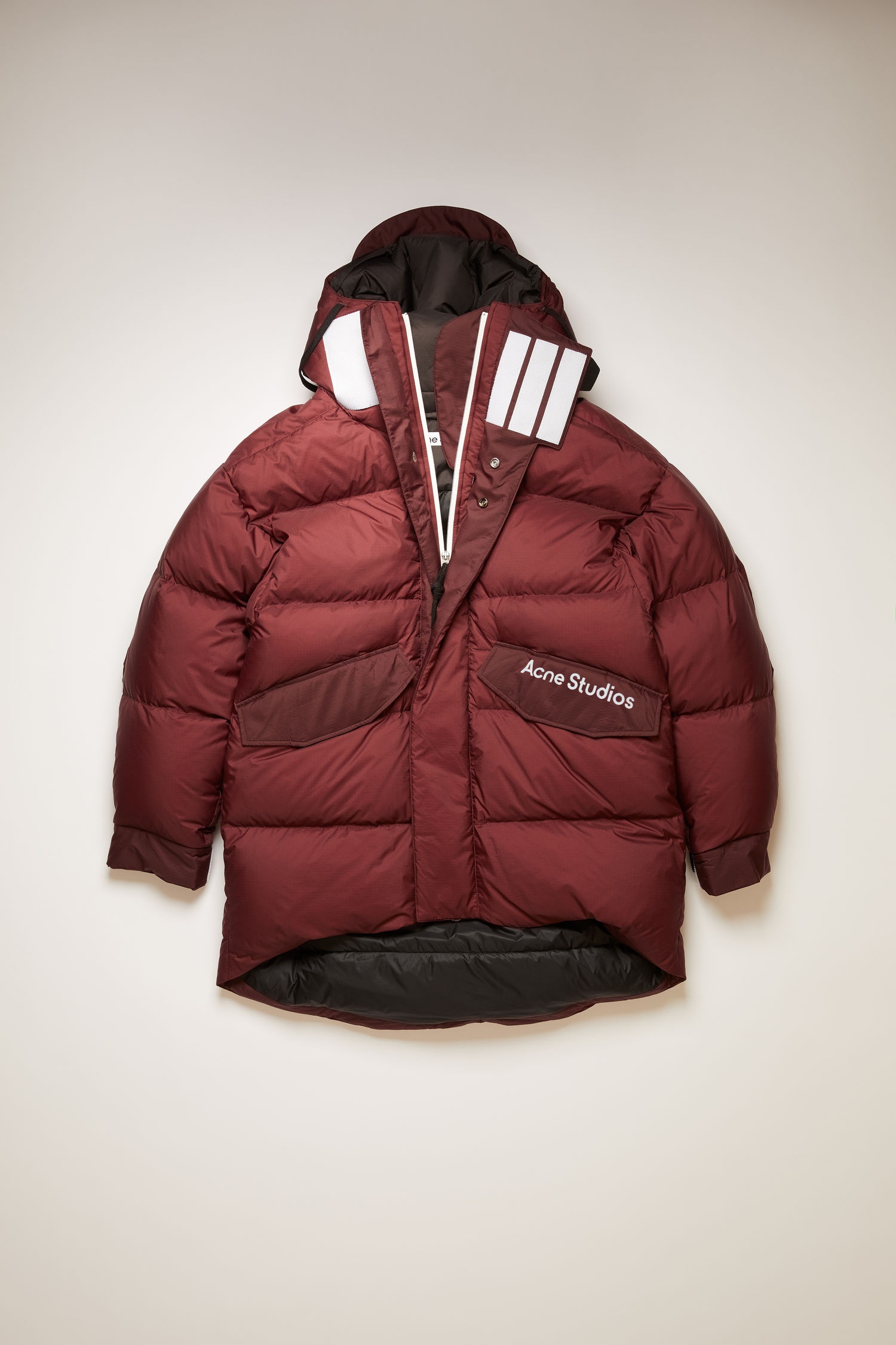 Hooded down coat burgundy - 1