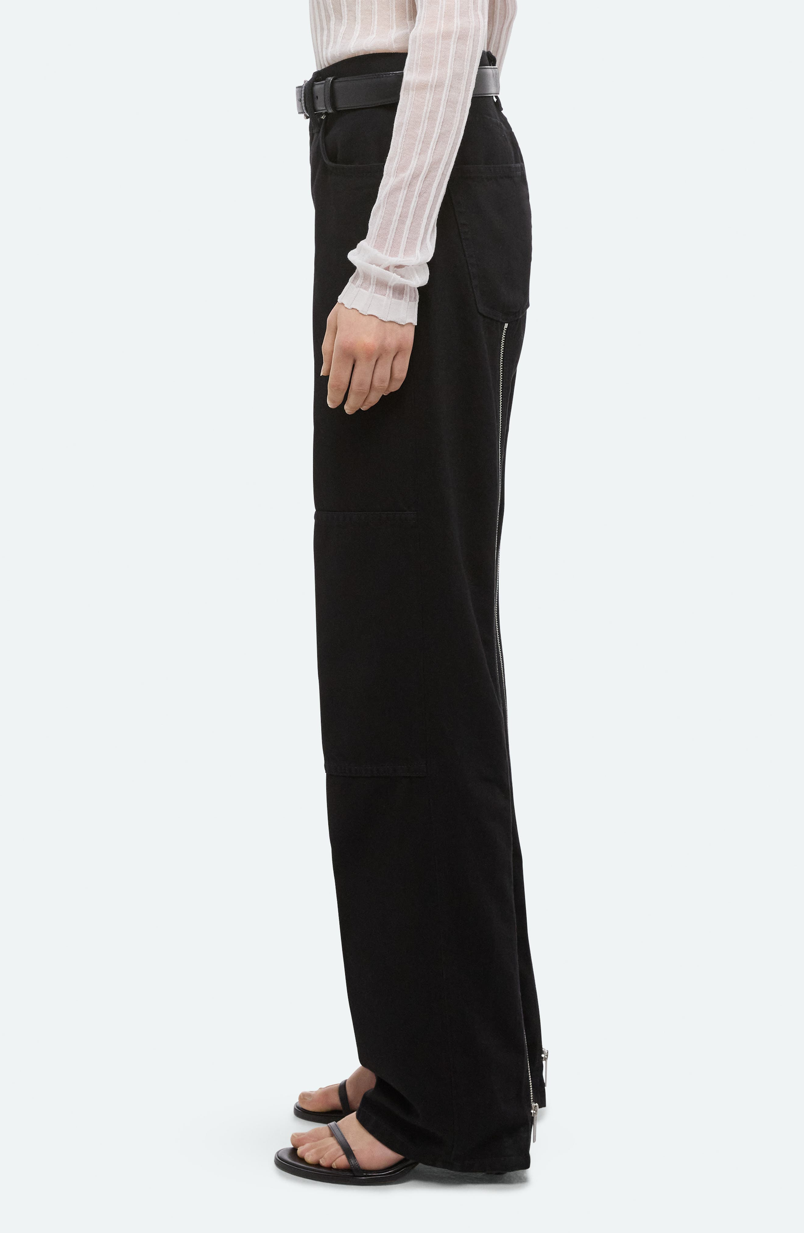 Helmut Lang Back Zip Carpenter Jeans in Rinsed Black at Nordstrom - 3