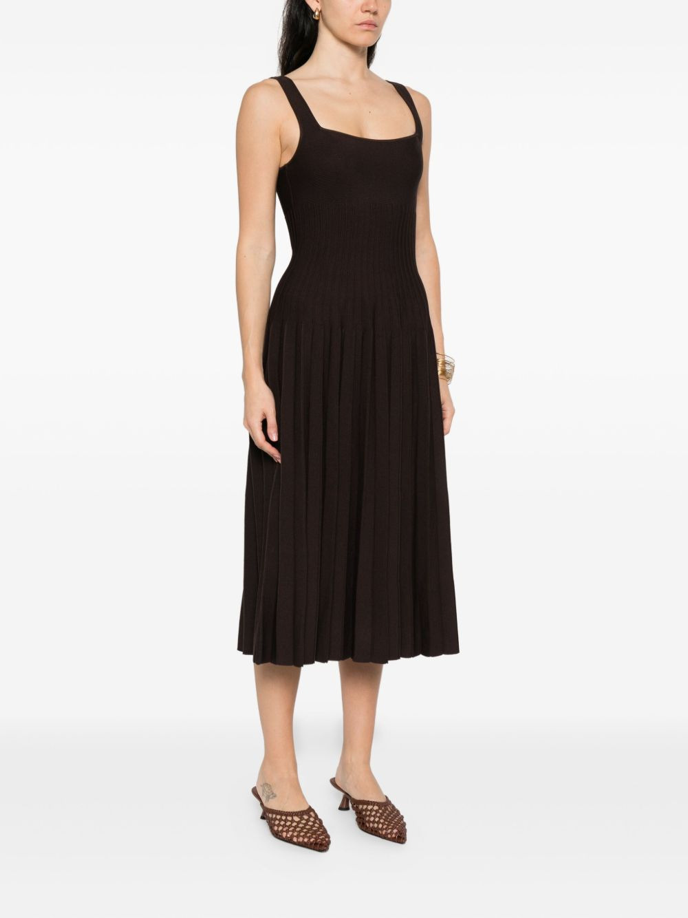 Ellison pleated-ribbed midi dress - 3